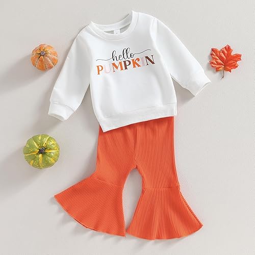 Miniatura 2 de Ropa de Halloween para niña pequeña, ropa de otoño de calabaza, manga larga, cuello redondo, sudadera y pantalones