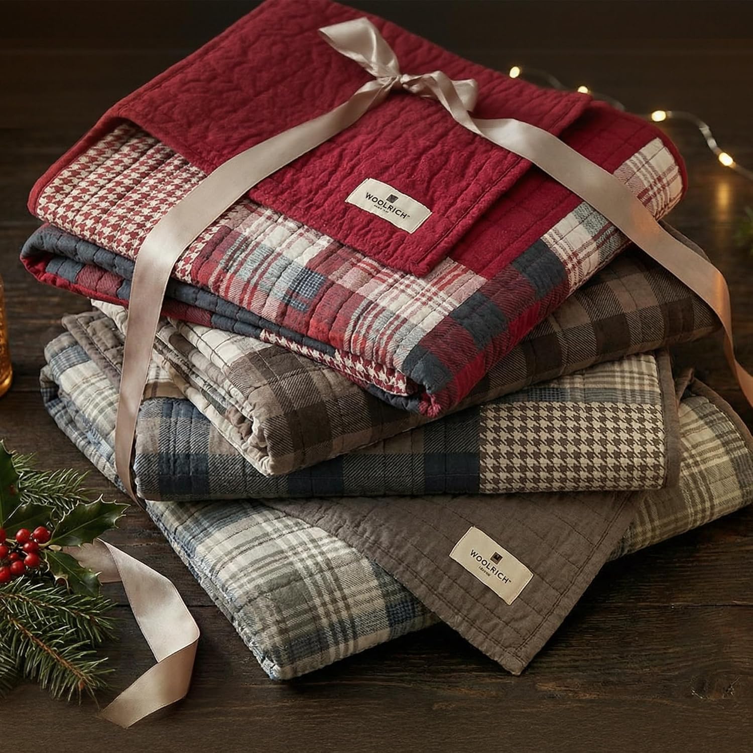 Woolrich Luxury Quilted Throw - Cabin Lifestyle, Patchwork with Moose Design All Season, Lightweight and Breathable Cozy Bedding Layer Throws for Couch Sofa, 50" W x 70" L, Tasha Red - Image 4