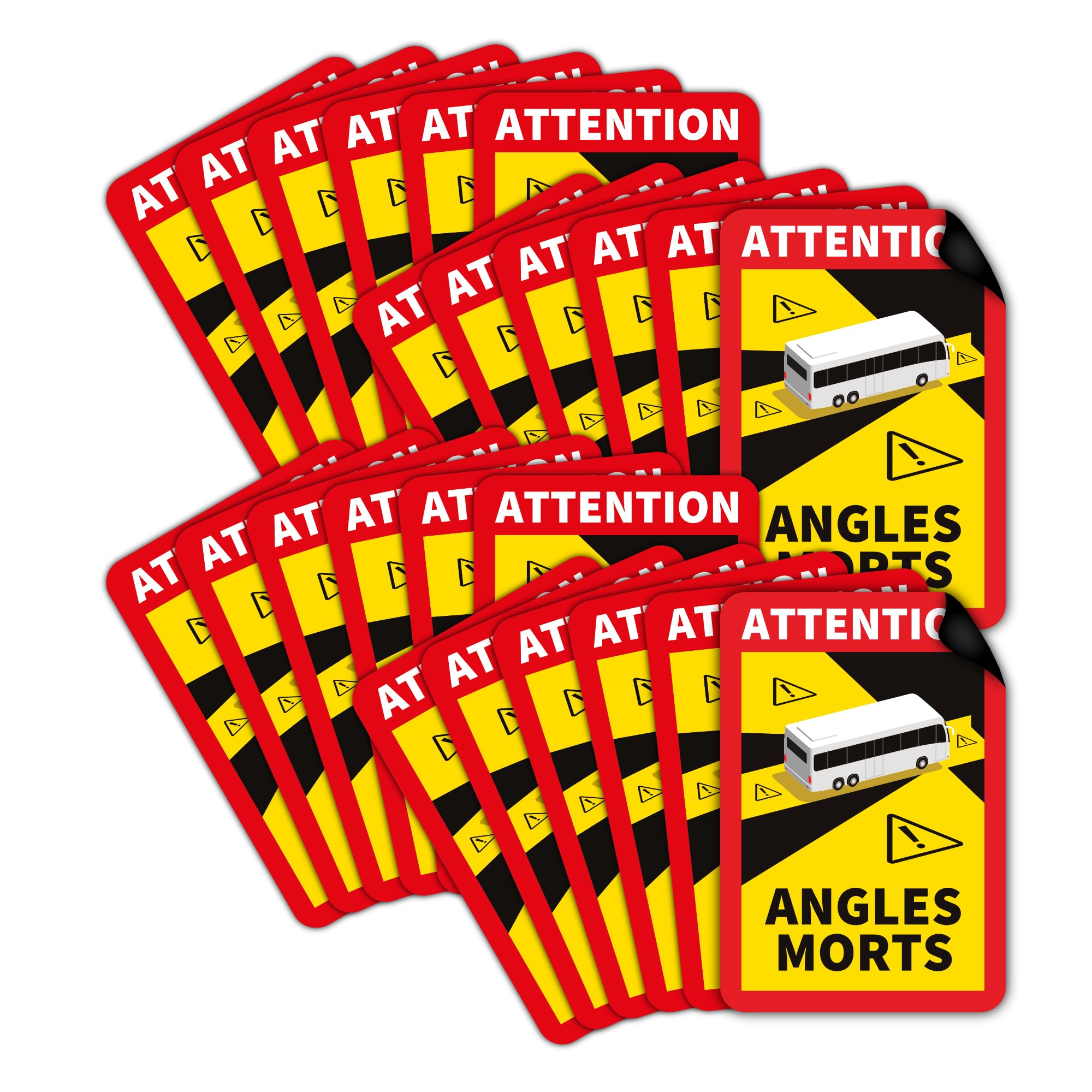 Paquete de 24 letreros magnéticos de atención con ángulo de atención (25 x 17 cm), imán para autobús y caravana, señal de advertencia de Francia con protección UV