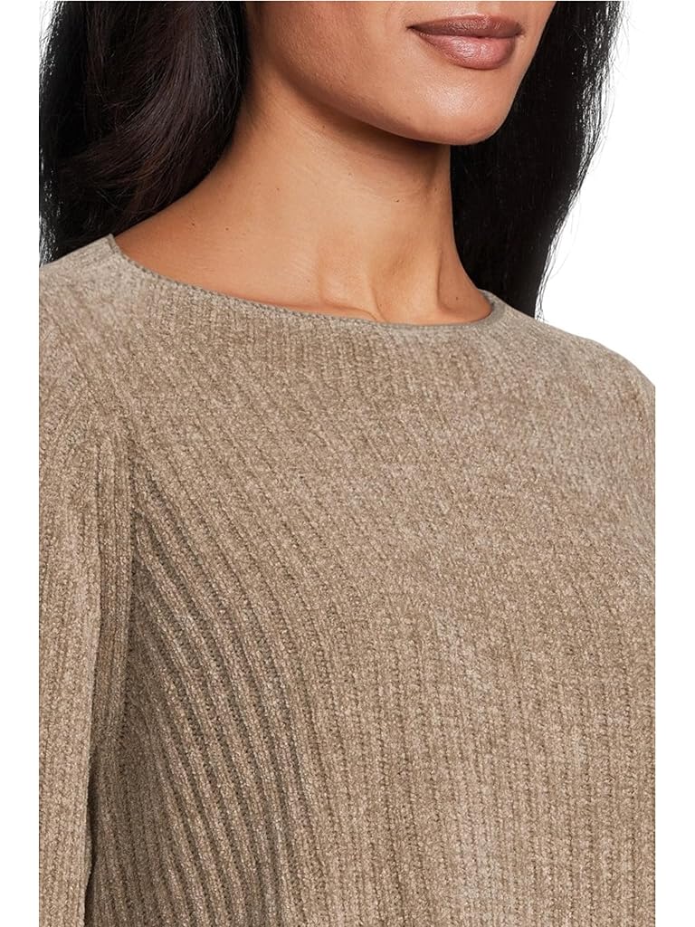 Taupe Eileen Fisher Petite Chenille Blend Square Armhole Sweater