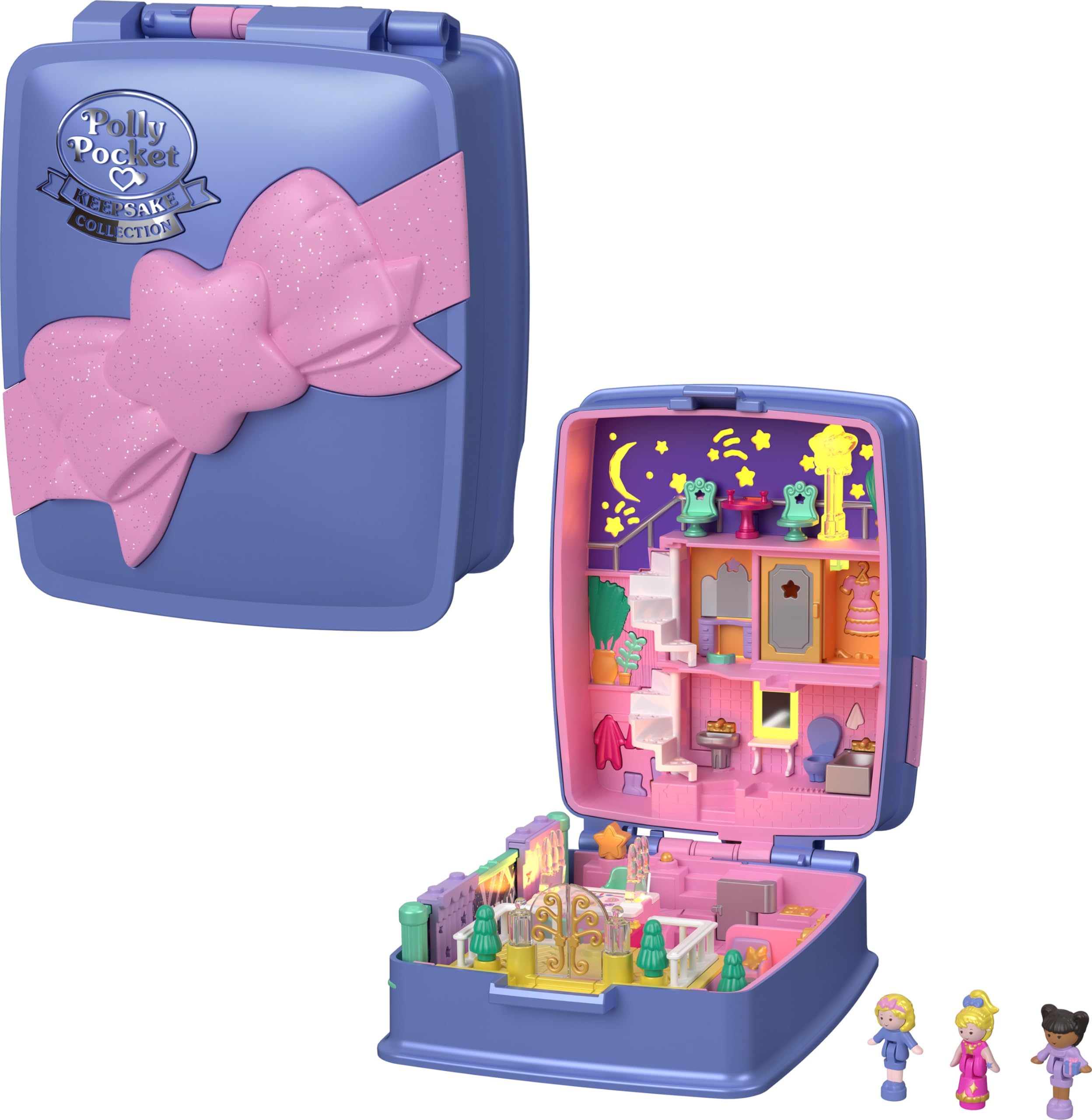 Polly Pocket Collector Compact with 3 Micro Dolls, Heritage Keepsake Collection Starlight Dinner Party