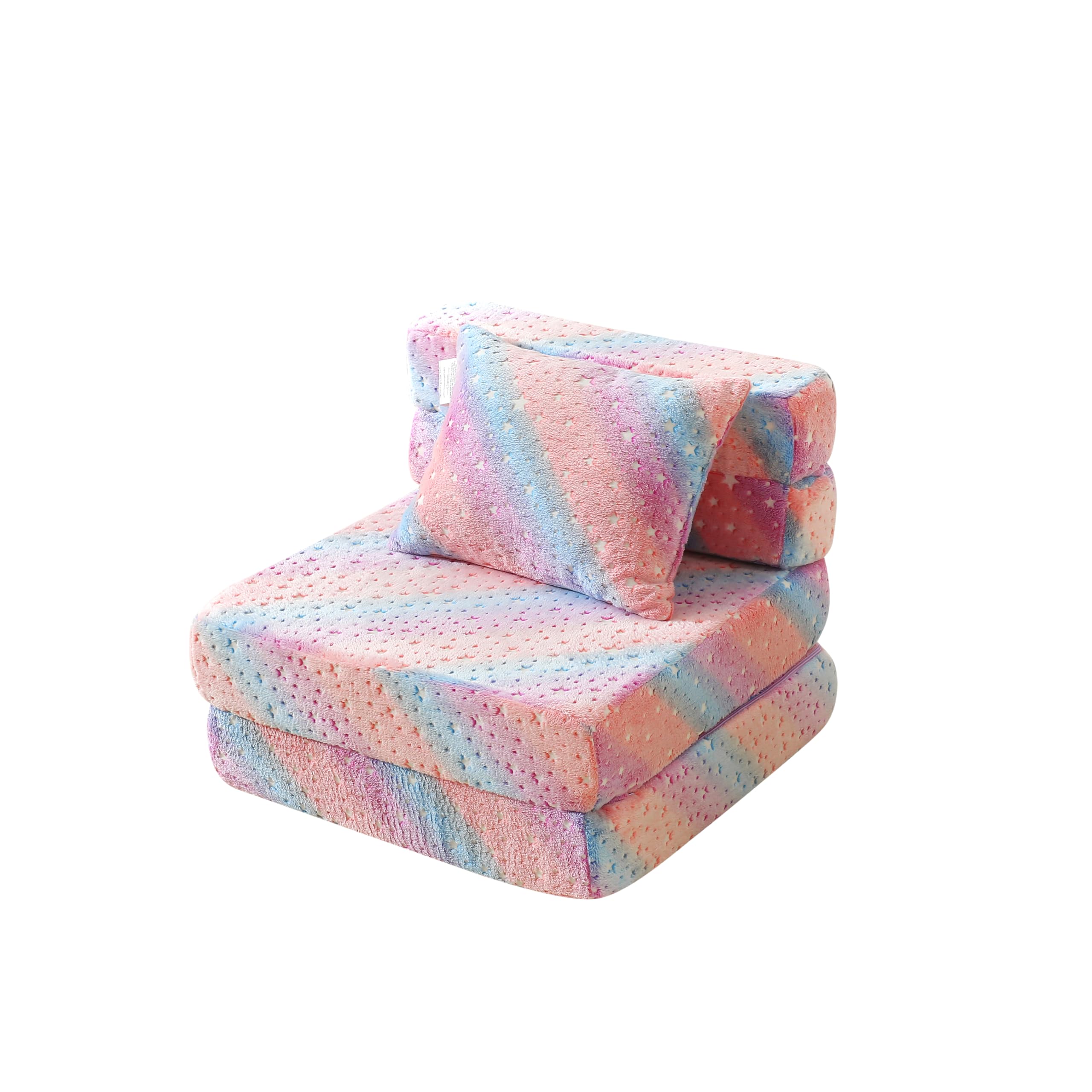 Folding Kids Sofa, Kids Floor Mattress, Toddler Couch Glow in The Dark Sofa for Playroom, Play Couch for Girls Boys, Kids Convertible Sofa Sectional Foam Playset Couch Set