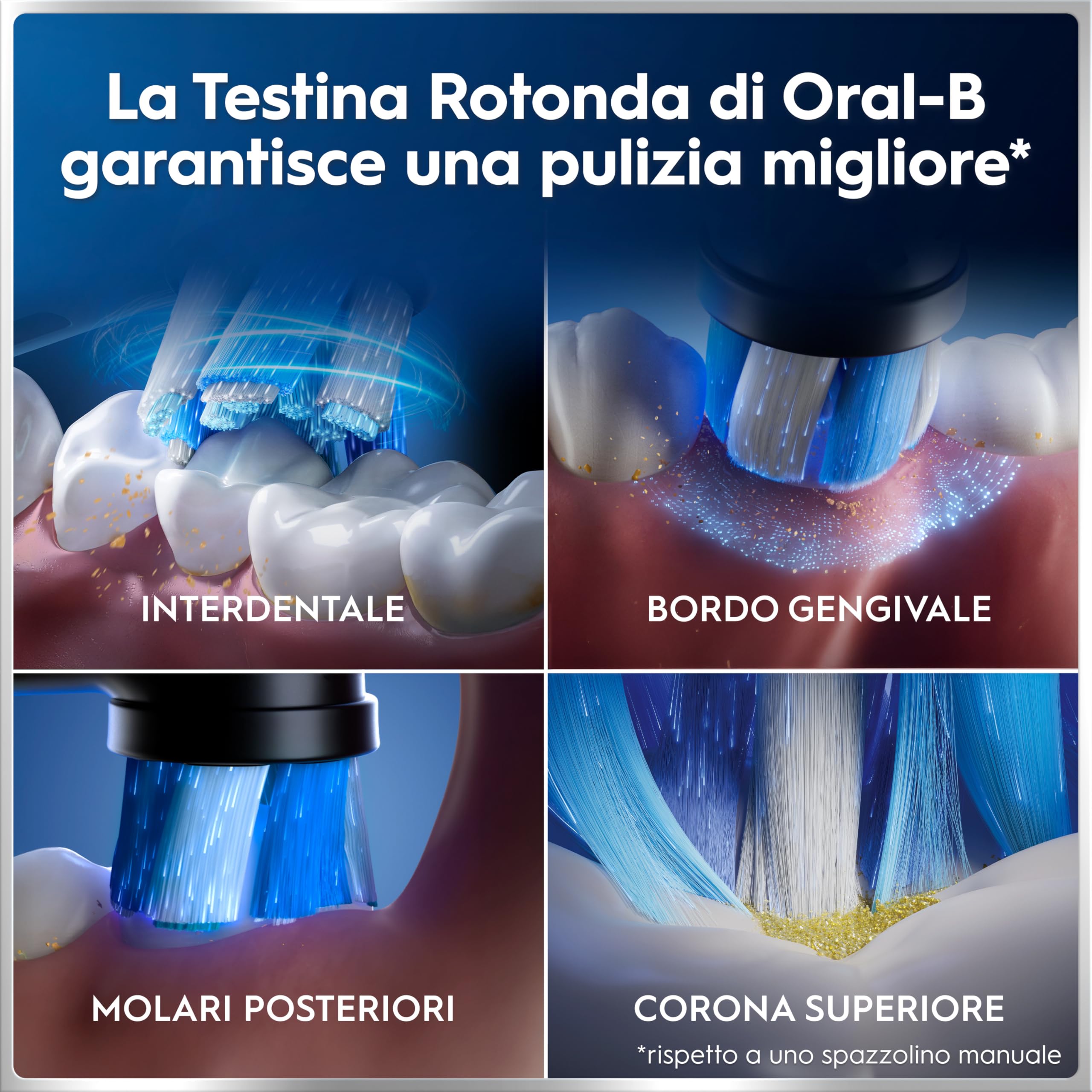Oral-B iO 6 Spazzolino Elettrico, 3 Testine di Ricambio, Custodia, Nero - 3 Testine di Ricambio per Spazzolino Elettrico, Ricaricabile, Custodia Viaggio, Sensore di Pressione, Pulizia Denti Efficace