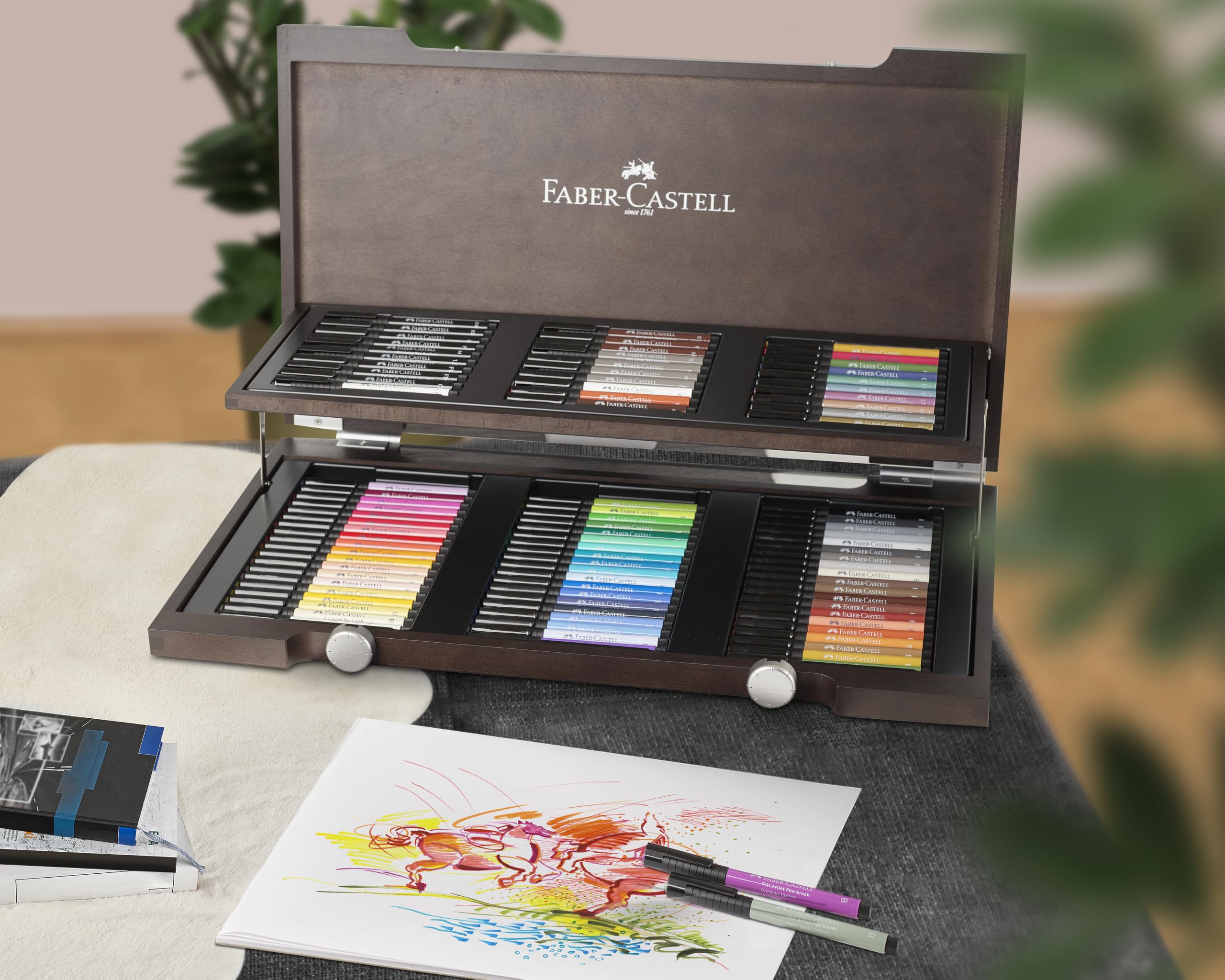 ファーバーカステル ピットアーティストペンセット 90本木箱セット Amazon.com : Faber-Castell Pitt Artist Pens Wood Case Gift Set