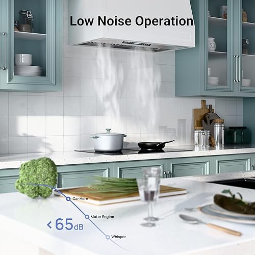 Miniatura 8 de IKTCH Campana extractora integrada de 36 pulgadas, 900 CFM, conducto convertible sin conductos, campana de ventilación de cocina de acero inoxidable