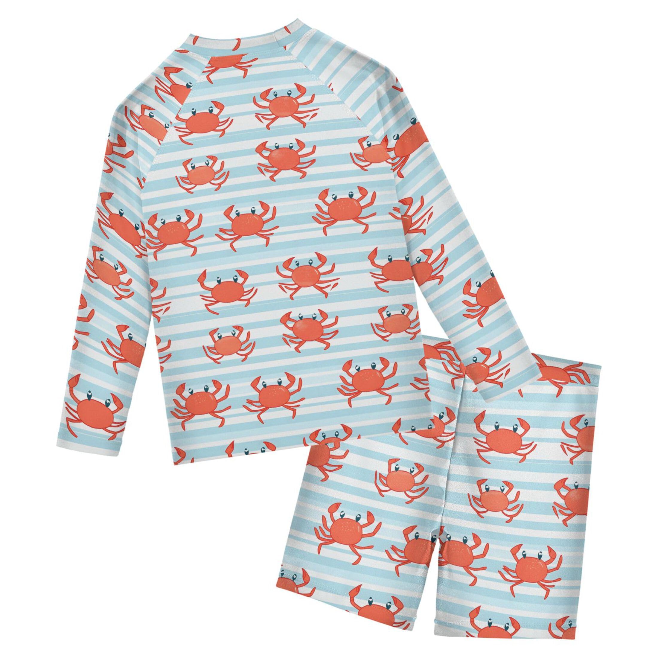 Crab Animal Baby Boys' Toddler Long Sleeved Rashguard Swim Bathing Suit Set B0403897