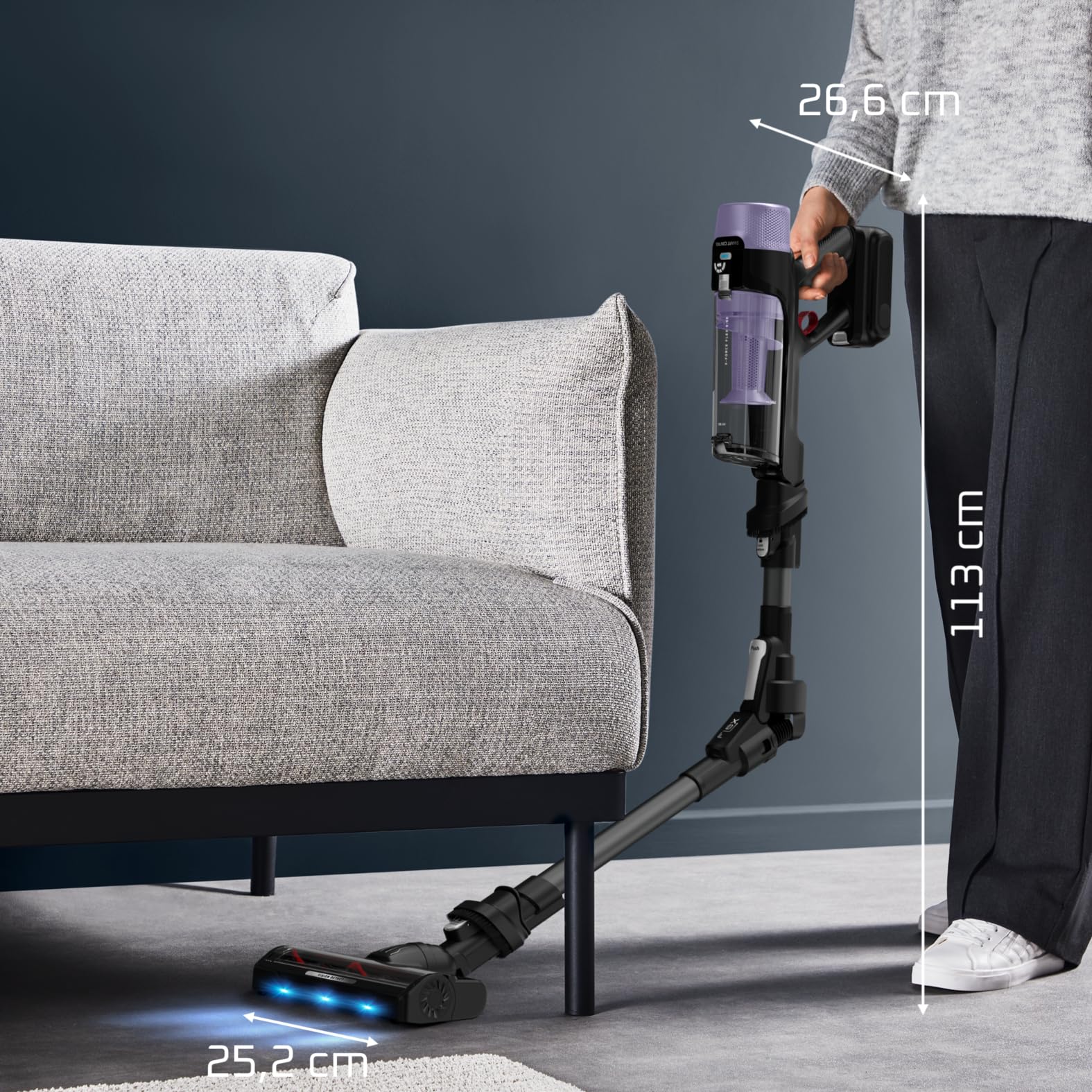 Rowenta X-Force Flex 9.80, Aspirador Escoba Sin Cable, Autonomía de 1h20, Limpieza 4 en 1, Ultraligera, Alta filtración, Modelo para Alérgicos, RH7L35E0