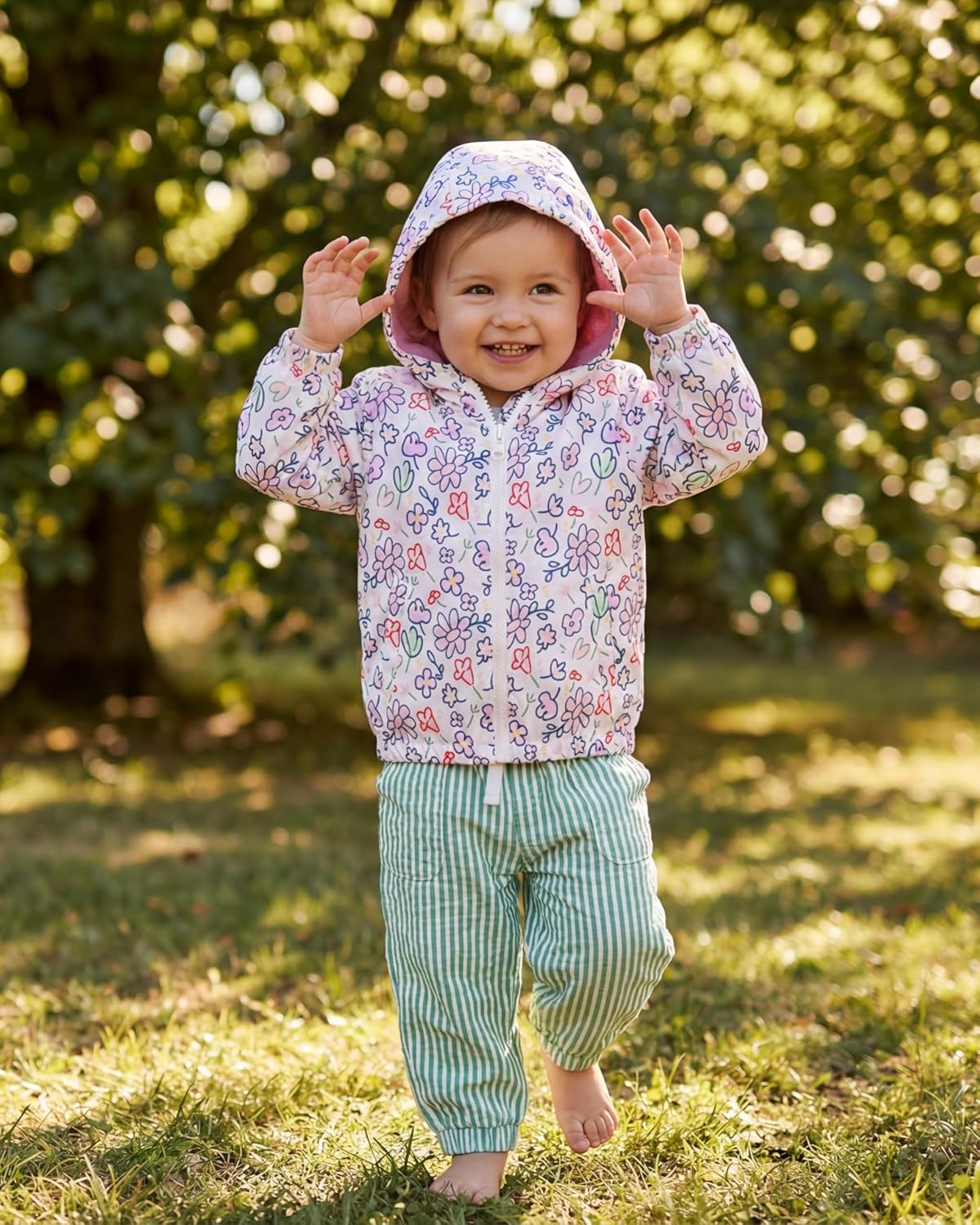 Rokka&Rolla Toddler Girls' Water-Resistant Fleece Lined Windbreaker Transitional Jacket
