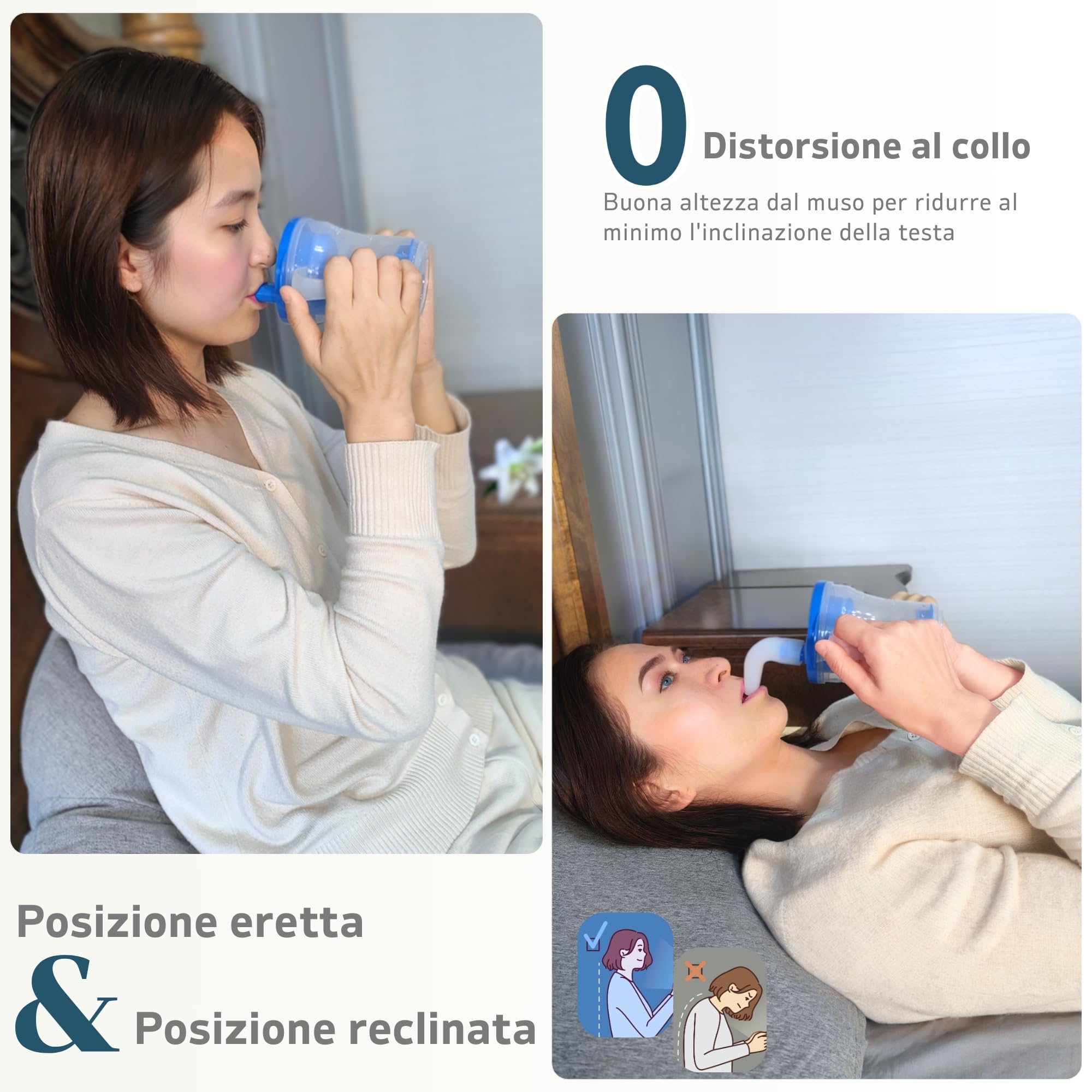 Tazza per Disfagia per Adulti - Tazza Medicale con Dosaggio Regolabile 5cc/10cc - Bere in Sicurezza da Seduti o Sdraiati - Ideale per Disfagia, Ictus, Parkinson e Mobilità Limitata
