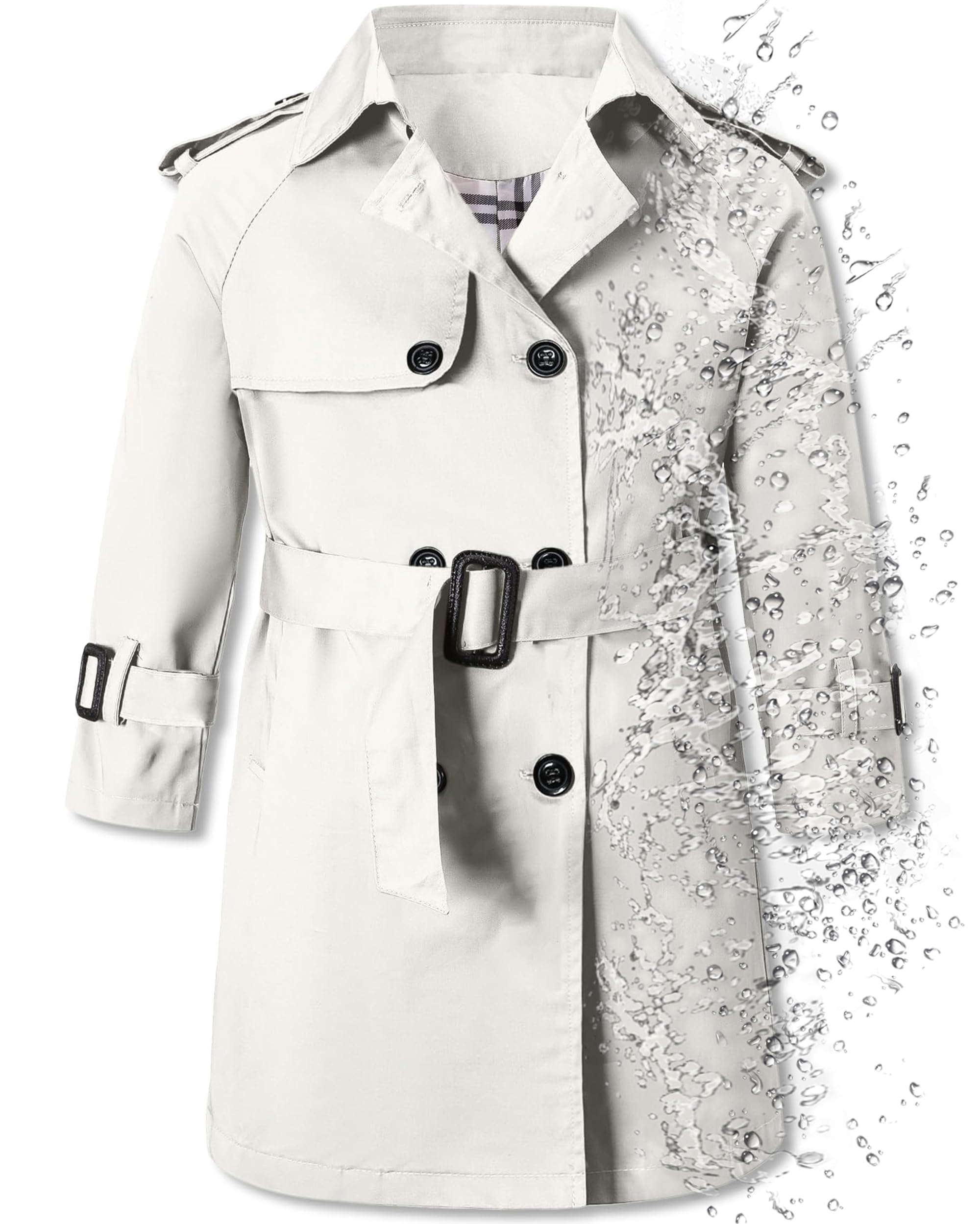 Betusline Boys Waterproof Trench Coat Double Breasted Jacket Dress Coats