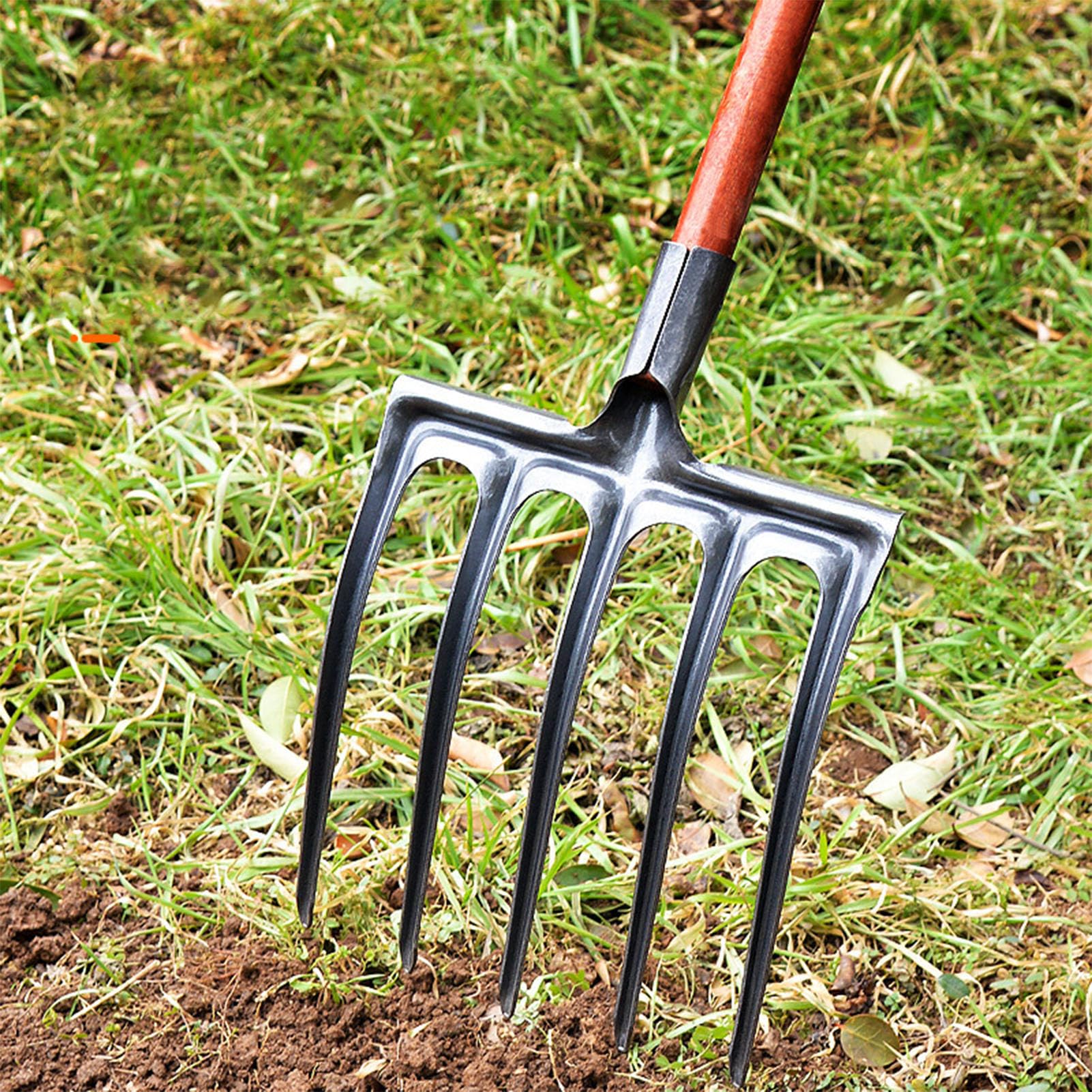Forca da scavo Forca da Giardino in Acciaio ad Alto tenore di Carbonio Forca da scavo da Giardino antirottura per aziende agricole (5 Denti)