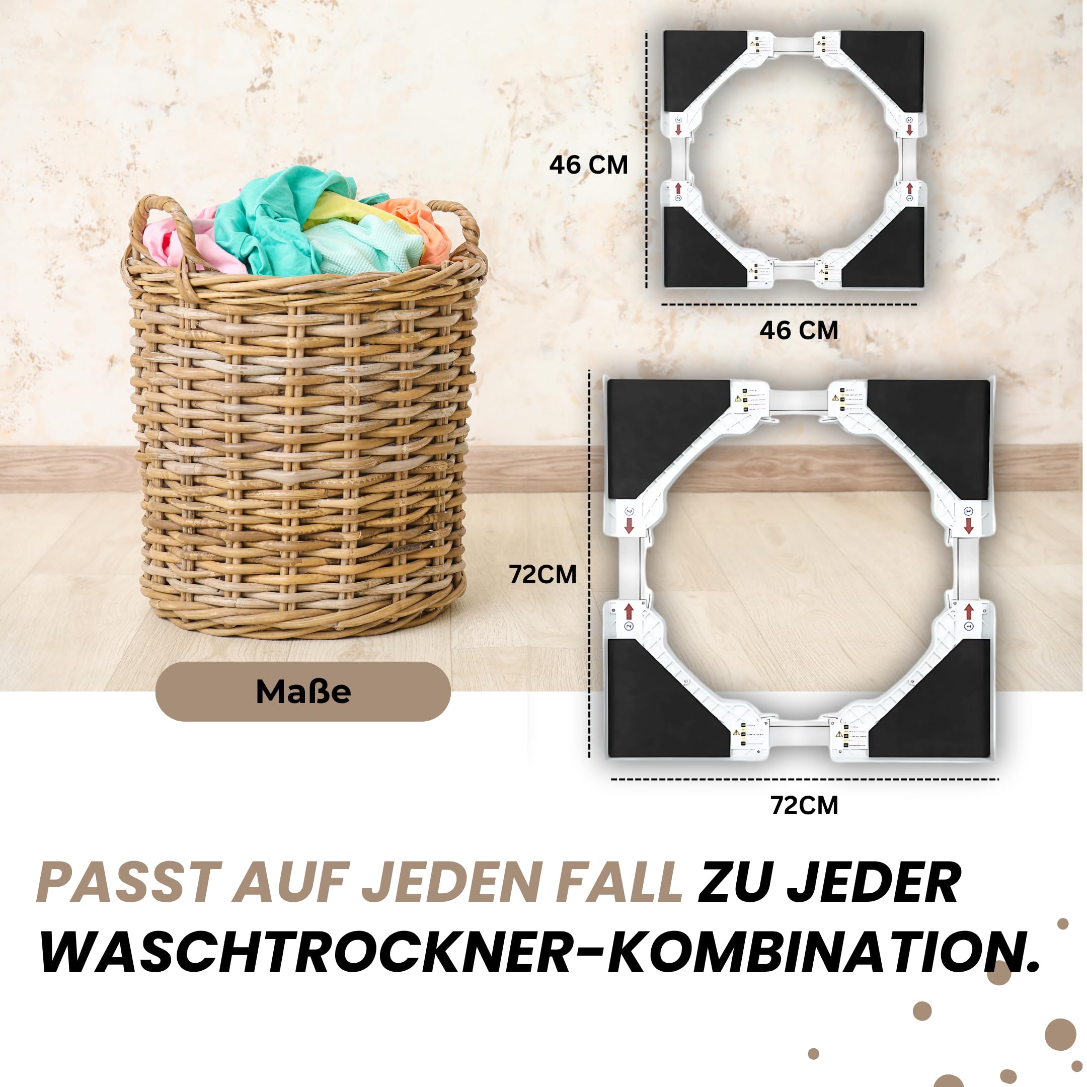 Universal-Stapel Kit - Verstellbarer Abstandshalter für Waschmaschine und Trockner - Langlebig und universell Geeignet für alle Marken - Effizient Platzsparend für Zuhause