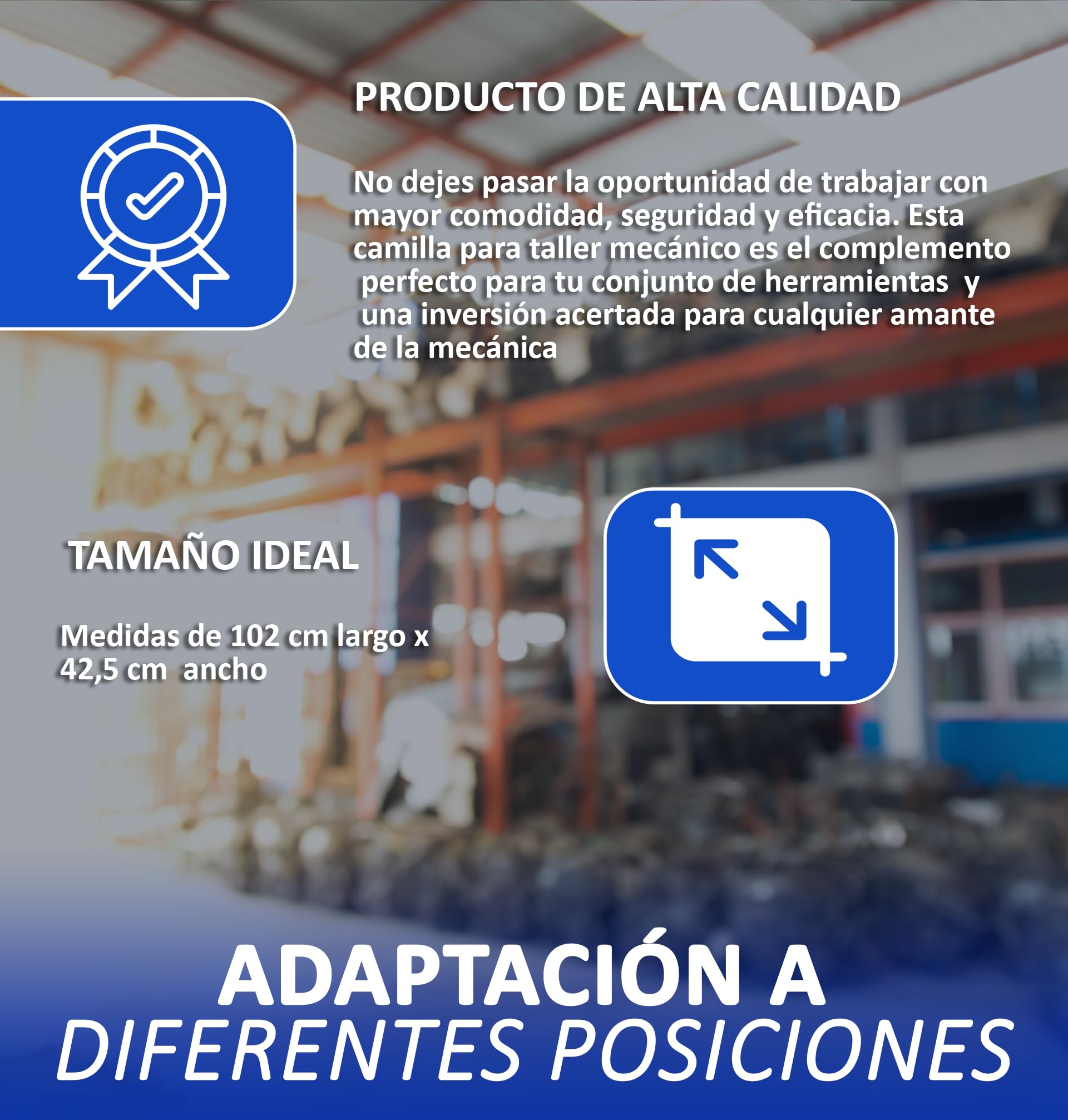 Camilla para Taller Mecánico | Reclinable Y Acolchada | con Ruedas para Movilidad Fluida Y Gran Estabilidad | Limpieza Sin Esfuerzo | para Mecánica Automotriz Debajo del Coche
