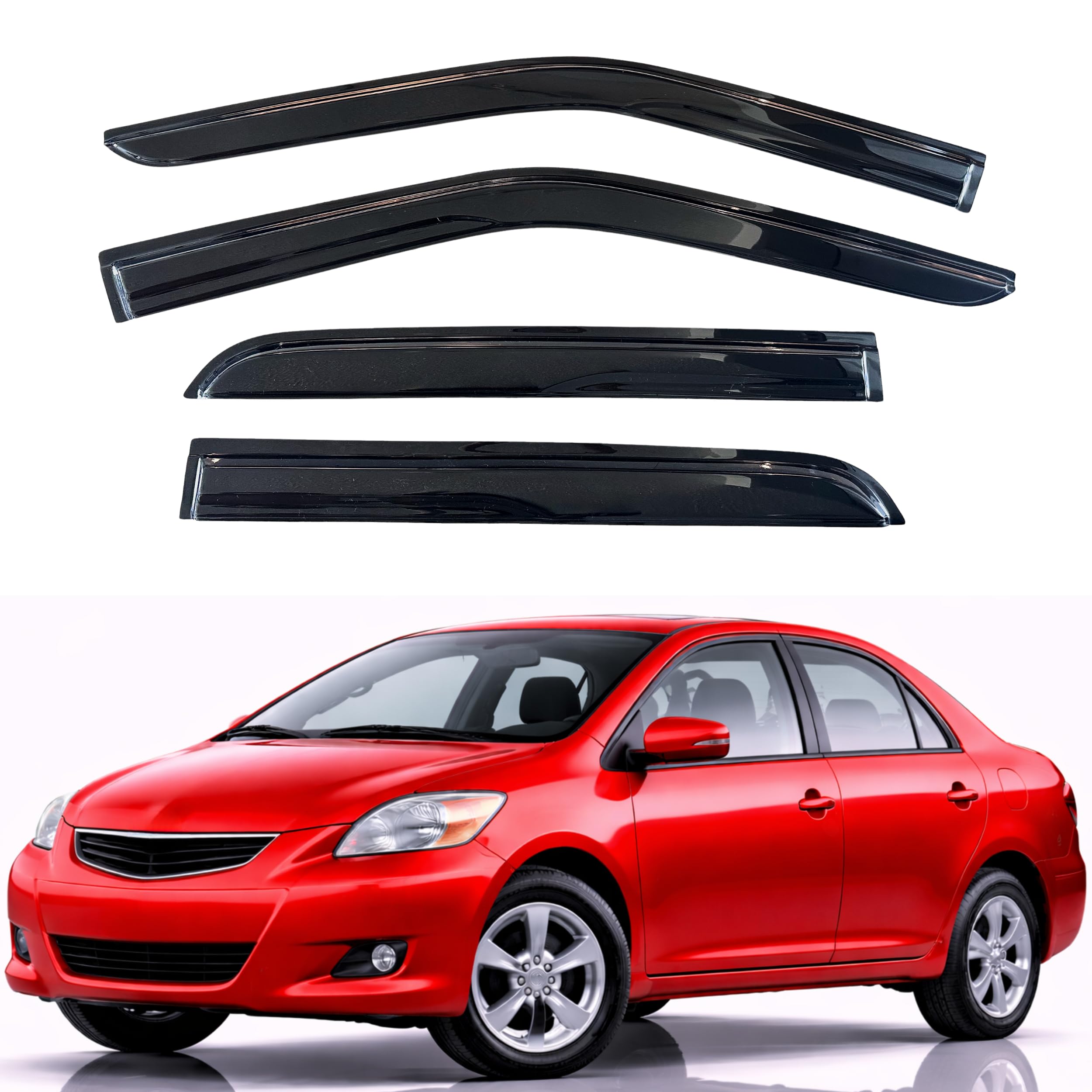 KPY Rain Guards Fit for 2007-2013 Toyota Yaris Sedan