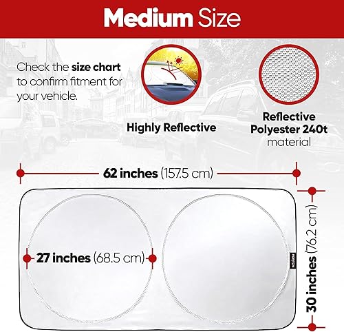 Miniatura 3 de Parasol para parabrisas con escudo protector del calor, bloquea los rayos ultravioletas, y mantiene el interior del vehículo fresco y protegid