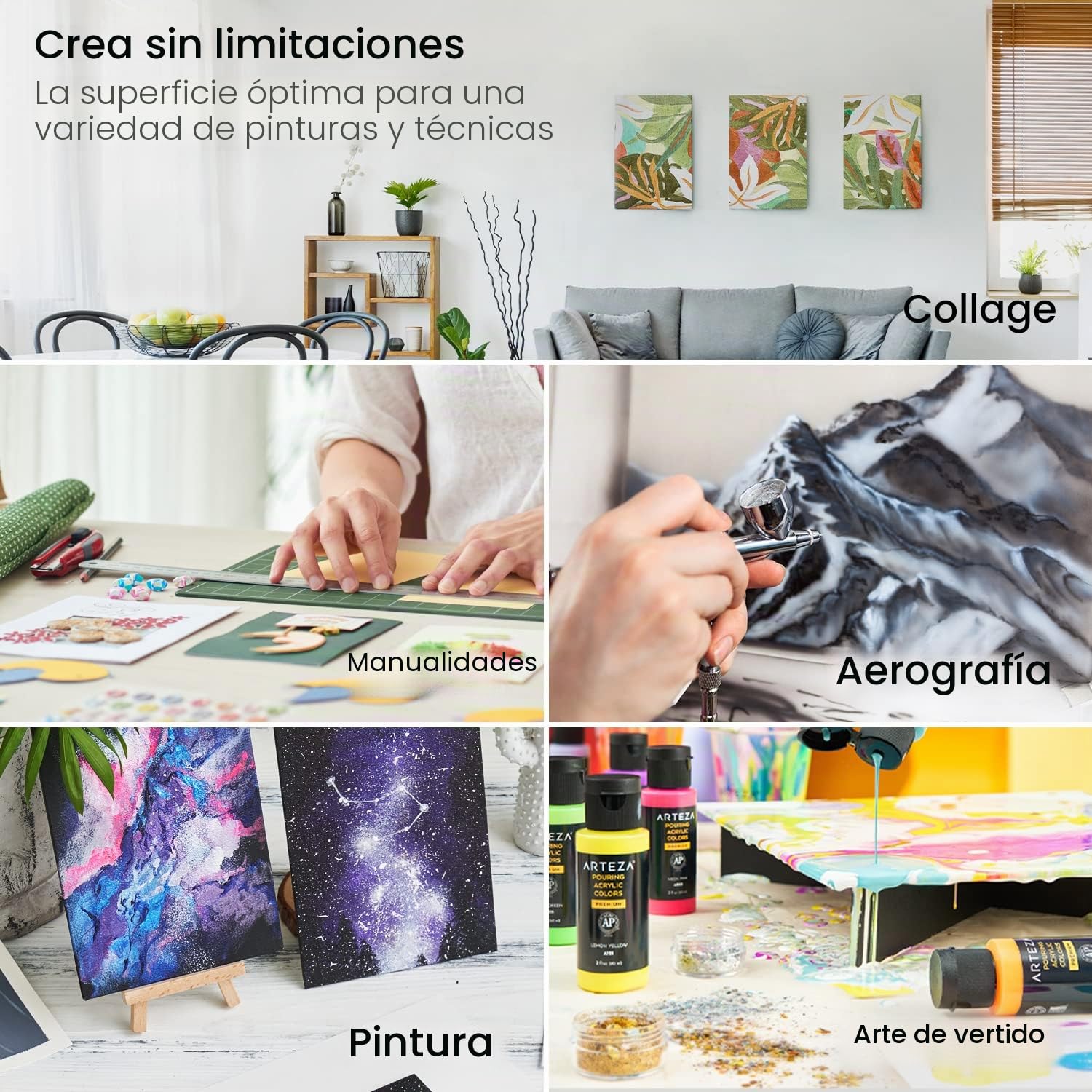 Arteza Paneles de lienzo para pintar | 22,86x30,48 cm | Pack de 14 | 100% algodón | Tablillas enteladas para óleo, acrílicos y medios húmedos| Para artistas profesionales, aficionados y principiantes