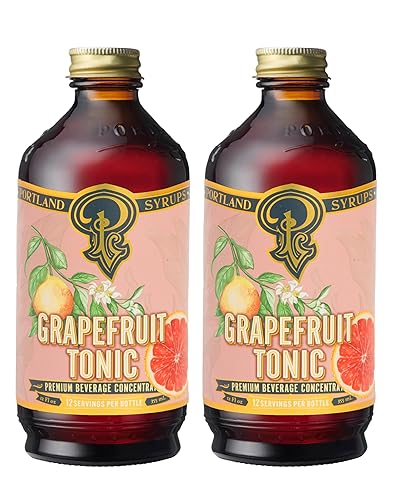 Portland Syrups - Jarabe tónico de pomelo, para hacer deliciosos cócteles, cócteles sin alcohol, té, refrescos, bebidas de café y más, 12 onzas con