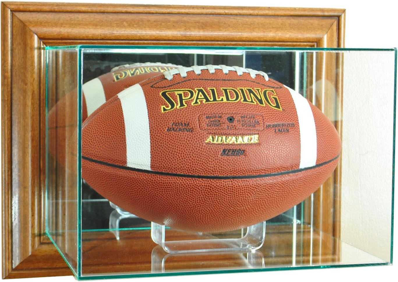 Perfect Cases Wall Mounted Football Display with UV Protected Glass and Real Wood Moulding (Black)