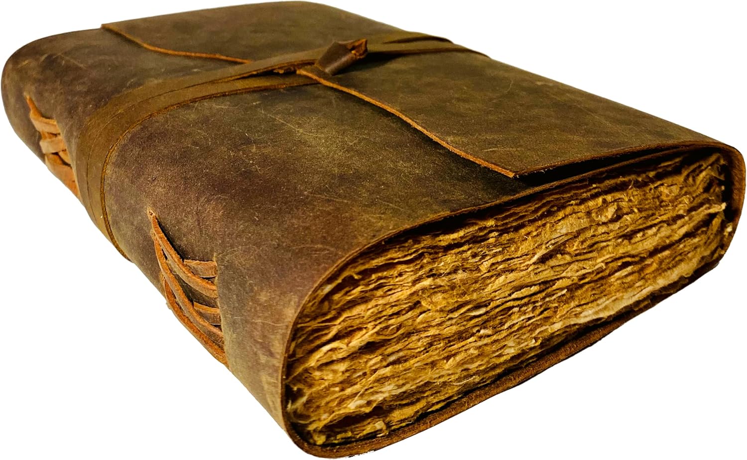 PERSONALIZED Handmade Vintage Leather Journal - Rustic Unlined or Lined Deckle Edge Paper | Gifts for Men and Women | Add your initials to Soft Rustic Leather | Book of Shadows Grimoire Junk scrapbook