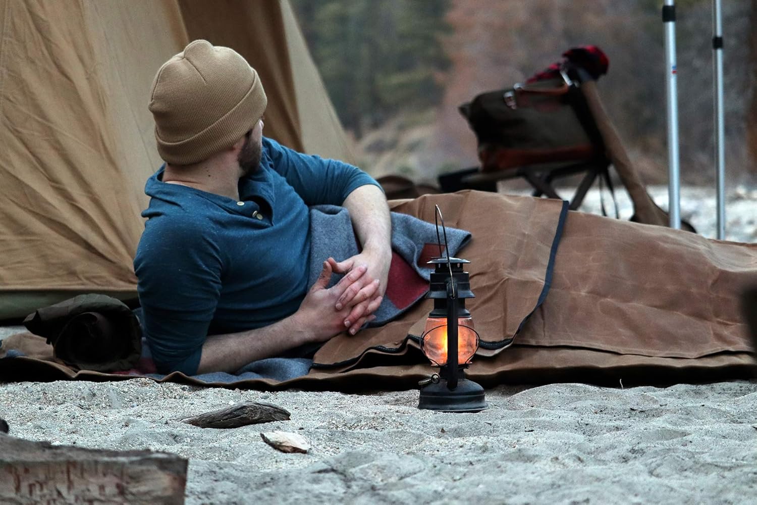 1844 Helko Werk Handmade Waxed Canvas Cowboy Bedroll - Camping Bed Roll with Leather Straps and Zipper - Waterproof Waxed Canvas Portable Bed - Packable Sleeping Bag (Bedroll Olive) #F8761O - Image 4