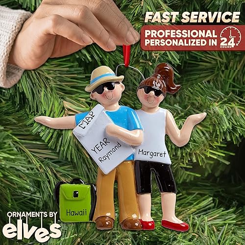 Miniatura 2 de Adornos de Navidad personalizados para parejas, adorno de parejas 2023, adornos de pareja de viajeros para árboles de Navidad, adornos de Navidad