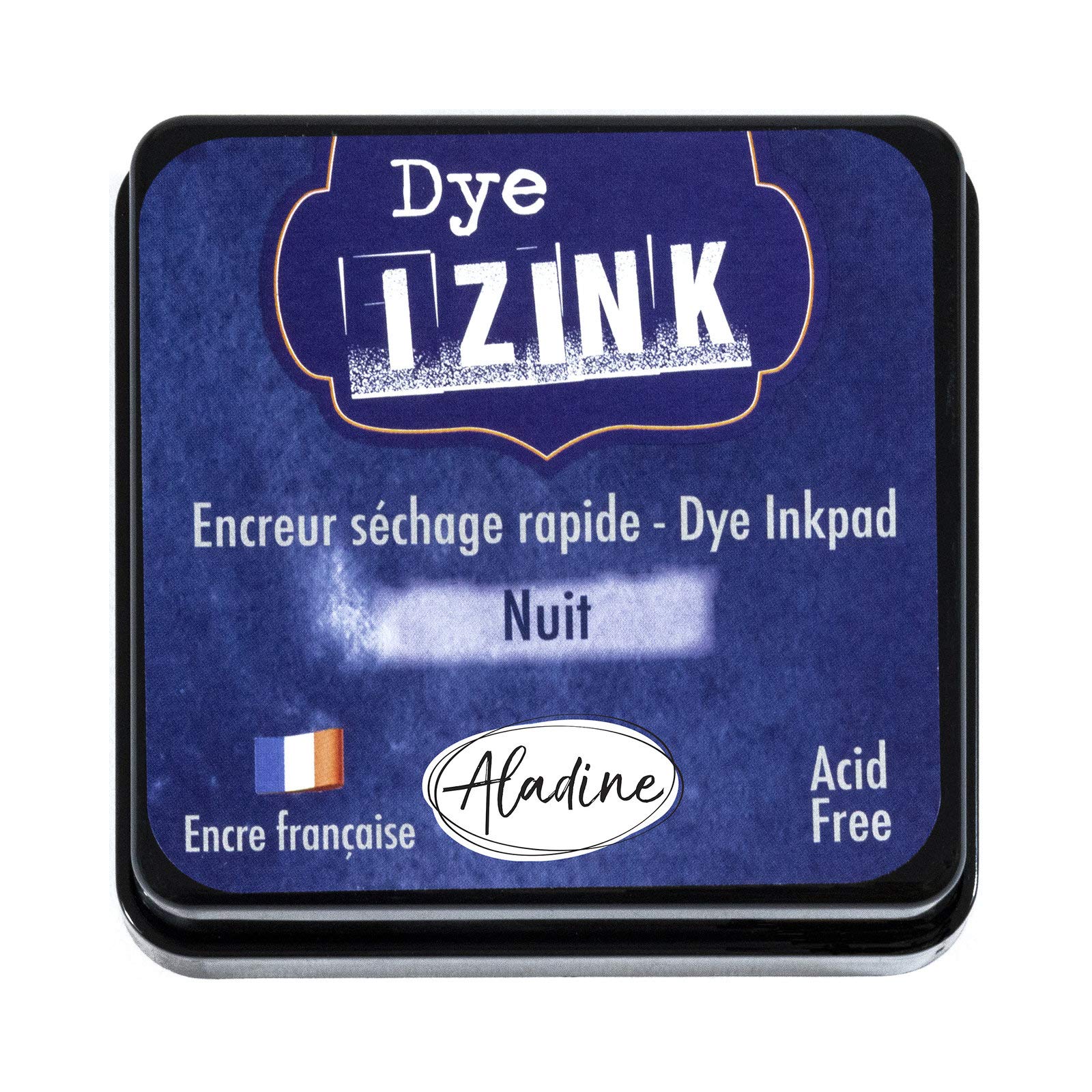 Aladine - Izink Dye Night Blue Inker - Quick Dry Inker for Pads and Stencils - Scrapbooking and Creative Cartery - French Ink - Size M - 5 x 5 cm - Night Blue Color