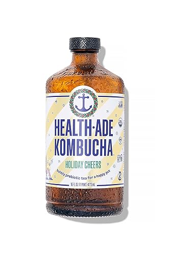 Health-Ade Kombucha Tea Organic Probiotic Drink 12 Pack Case botellas de 16 Fl oz Saludos de vacaciones Bajo azúcar Sin gluten Vegano Kosher