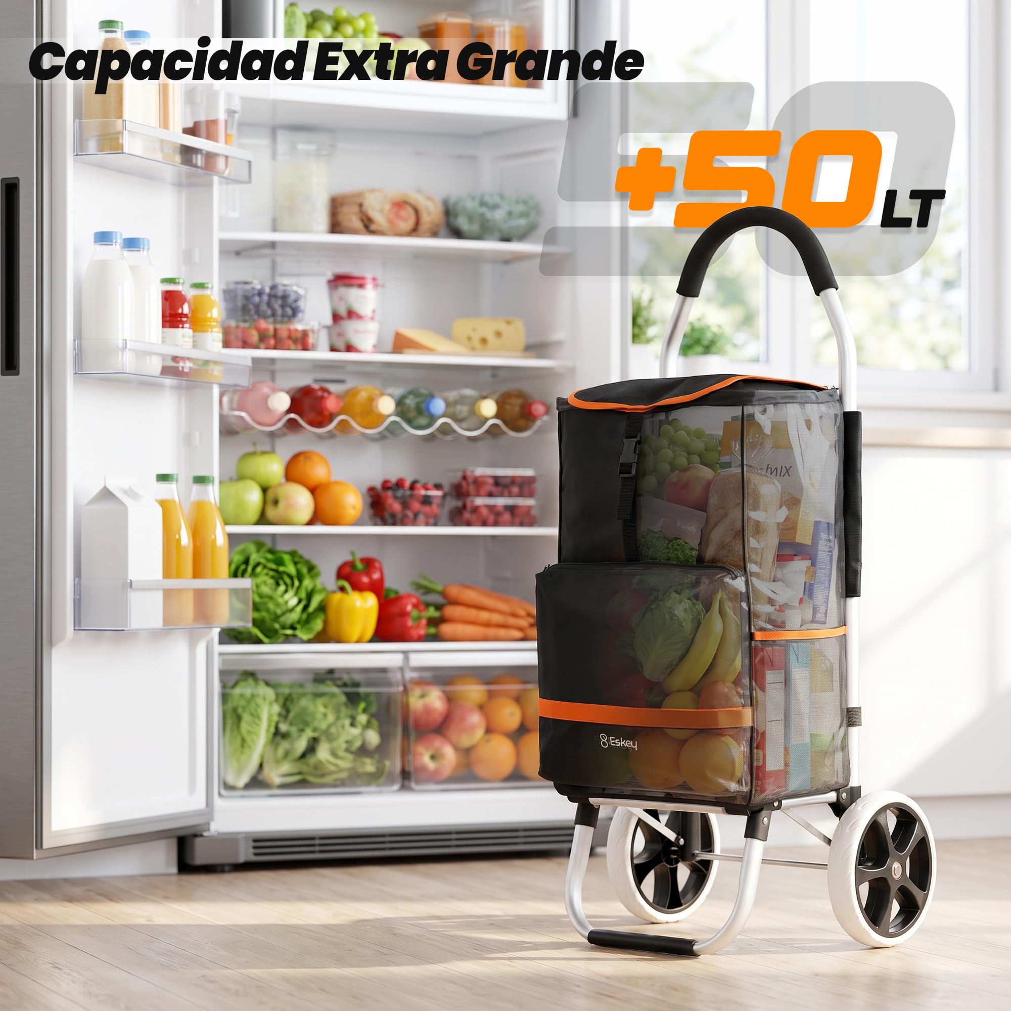 Eskey Carrito de la Compra con Compartimento Isotérmico, Plegable