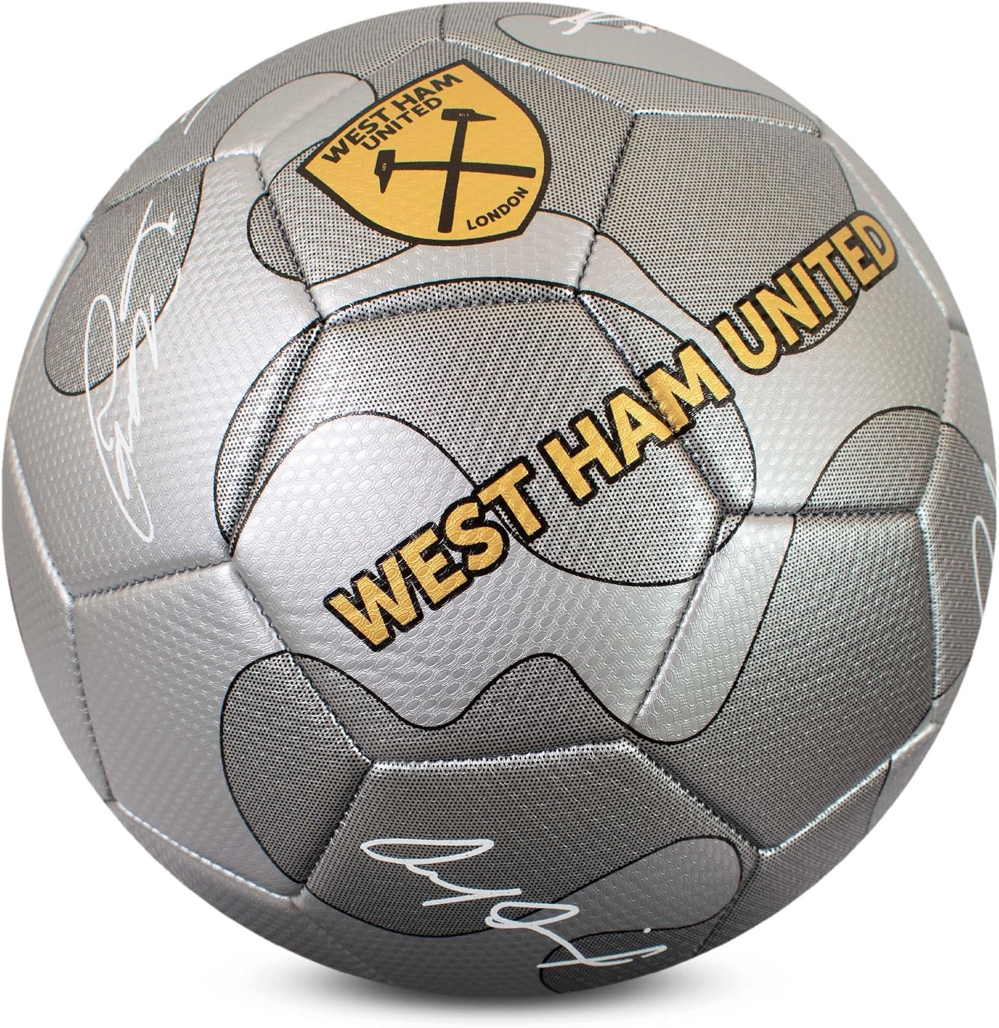 Hy-Pro Officially Licensed West Ham F.C. Silver Camo Signature Football | Size 5, Hammers, Training, Match, Merchandise, Collectible for Kids and Adults