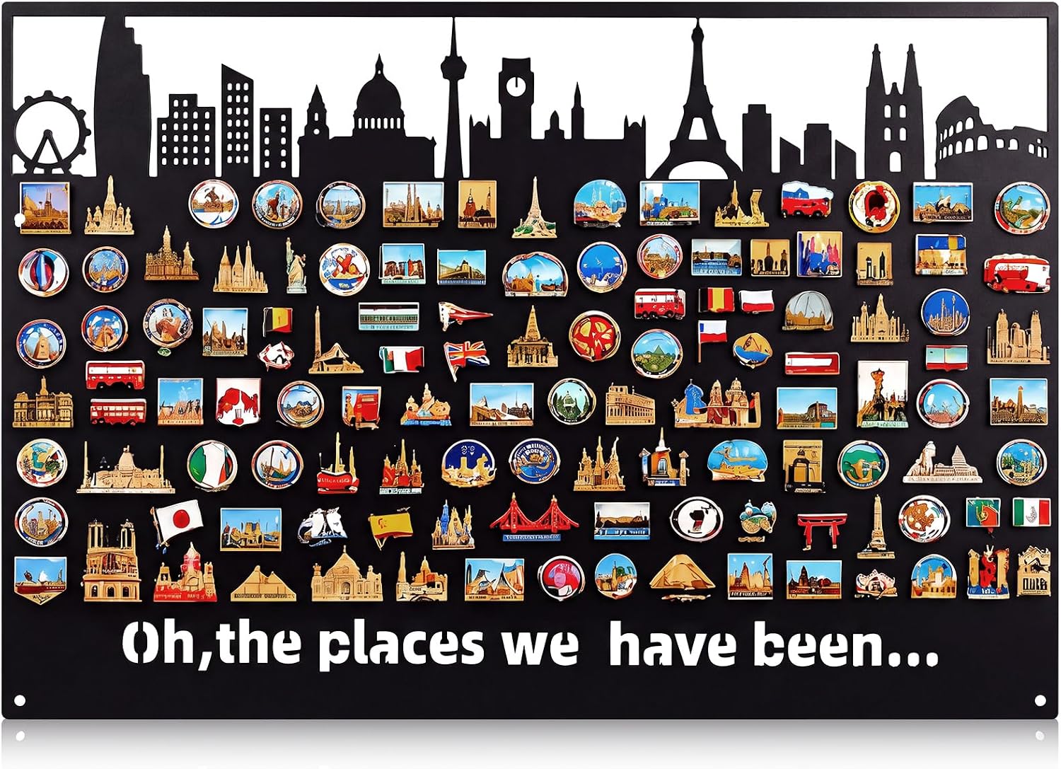Wesiti 24"x16" Magnetic Metal Board for Wall with Skyline Silhouette