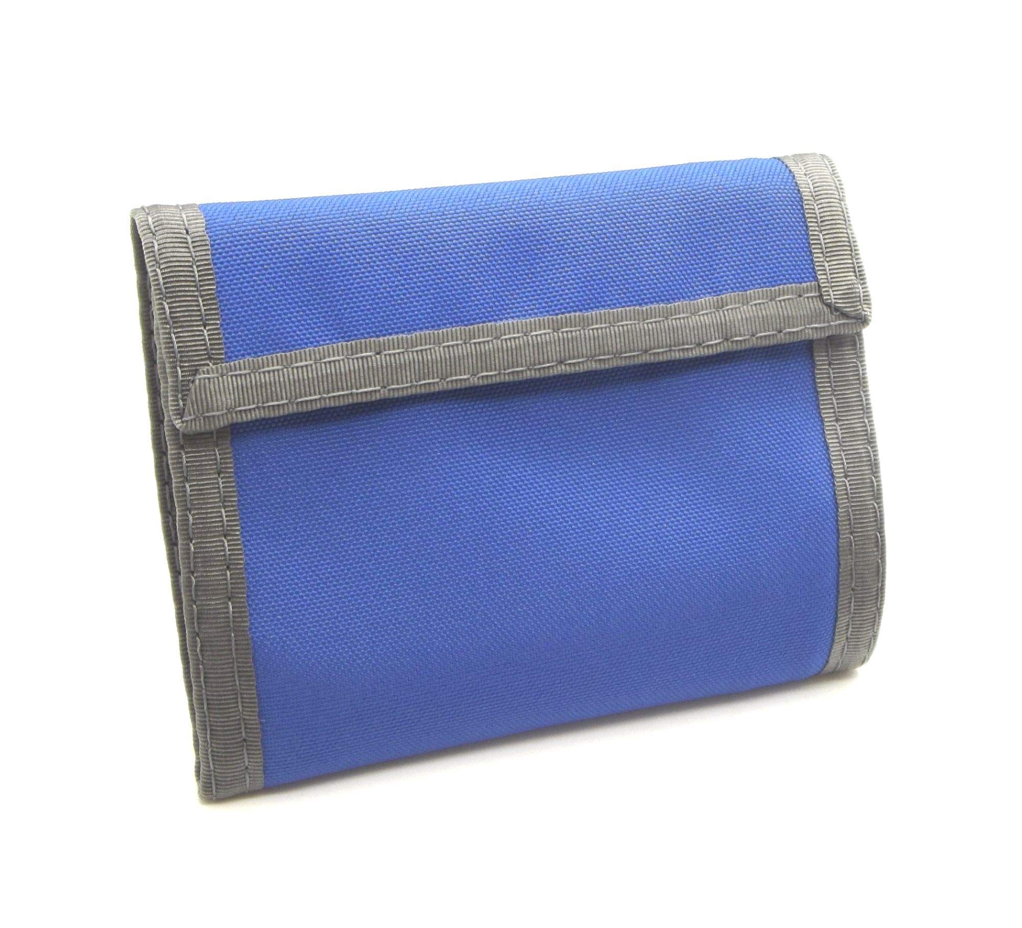 Rainbow of California Original Bifold Nylon Wallet. Made in USA (Royal Blue w/Foliage Trim)