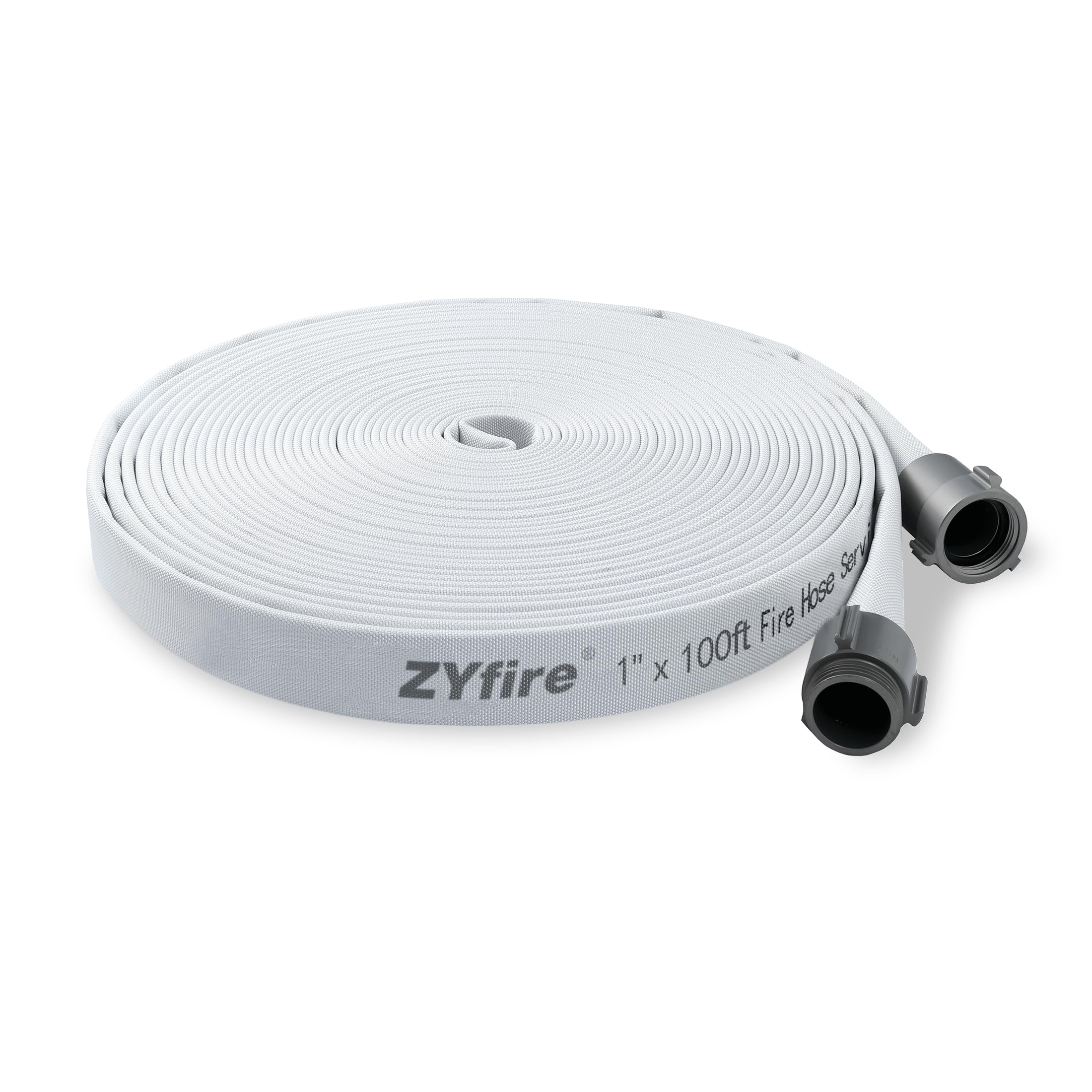 ZYfire Fire Hose - 1" ID x 100 FT Single Jacket EPDM Firefighter Hose with M × F NST/NH Aluminum Couplings 750 PSI Burst Pressure Lightweight for Use