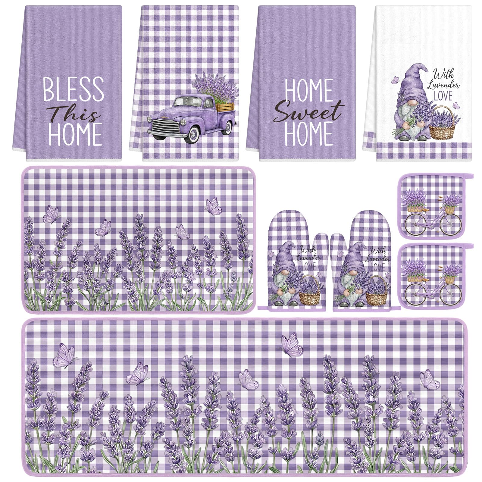 Fourluoo Kitchen Towels & Oven Mitts Set - Farmhouse Decor -21