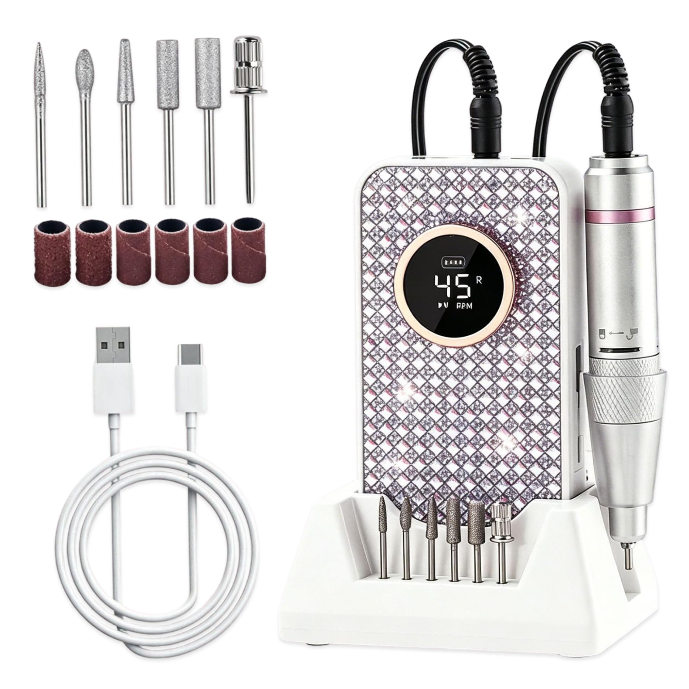 Nagelfräser-Set, professionelle elektrische Schleifmaschine, Silber