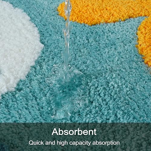 Miniatura 17 de Uphome Alfombra de baño larga con hojas abstractas coloridas, antideslizante, absorbente de agua, bohemio, de microfibra suave, lavable a máquina