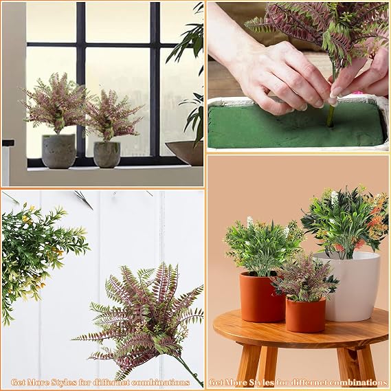 2PCS Artificial Flower Plant Decoration, Fake Plant Artificial Flower Sunlight Resistant Artificial Plants for Indoor and Outdoor Home Decoration (Green Red)