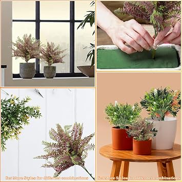 2PCS Artificial Flower Plant Decoration, Fake Plant Artificial Flower Sunlight Resistant Artificial Plants for Indoor and Outdoor Home Decoration (Green Red)