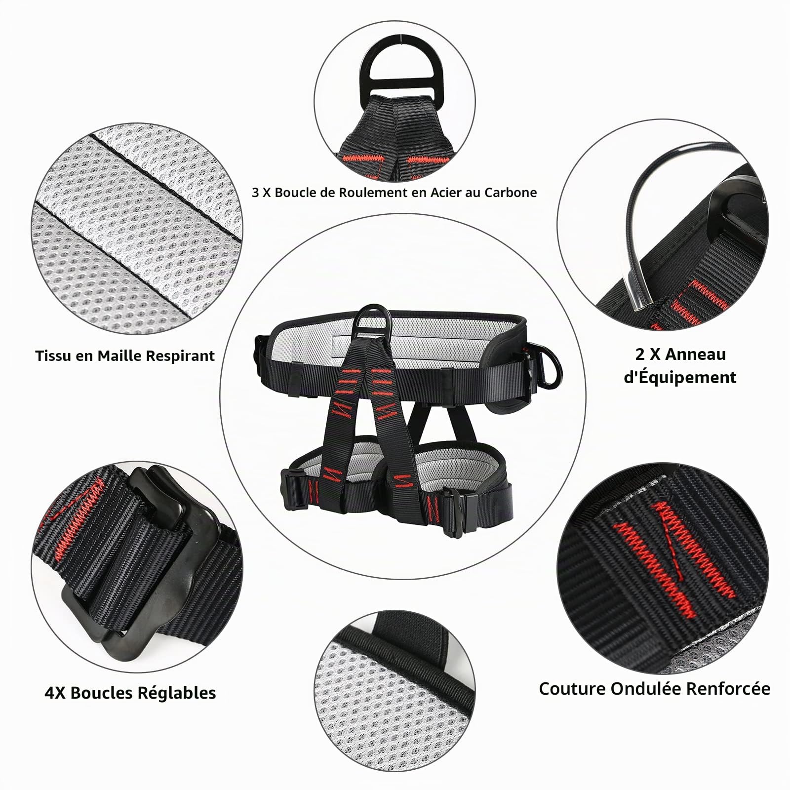 Baudrier Escalade Harnais,Harnais d'escalade, Ceinture de sécurité pour l'alpinisme, demi-ceinture Sangles d'escalade, Ceinture de protection pour l'extérieur, l'alpinisme, l'escalade des arbres