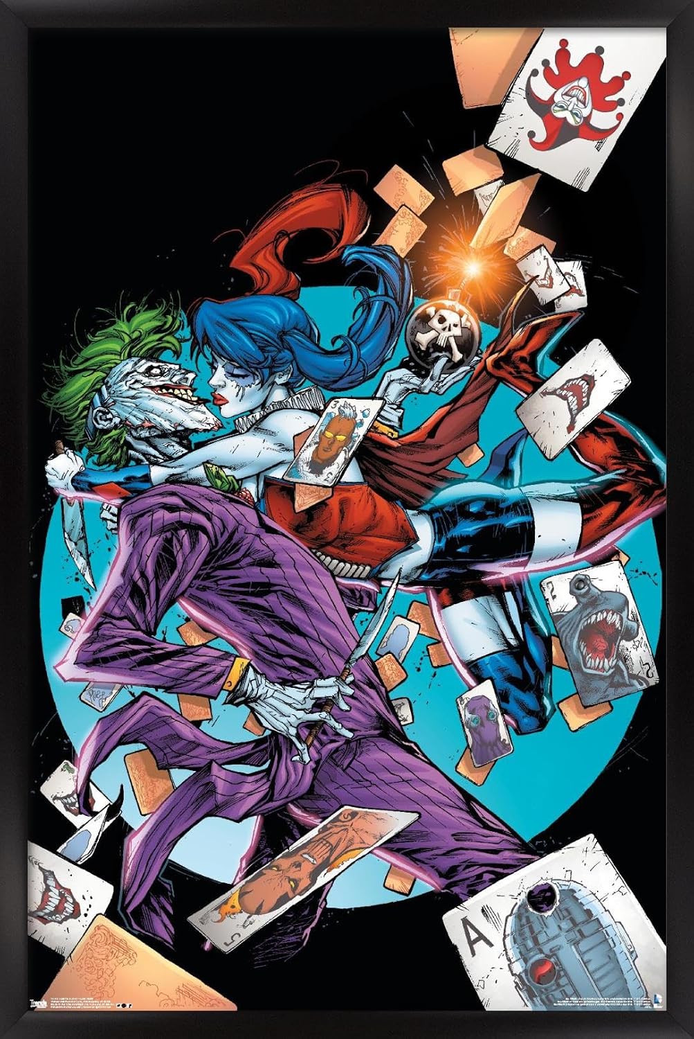Trends International DC Comics - The Joker and Harley Quinn - Love Hurts Wall Poster, 22.375" x 34", Black Framed Version