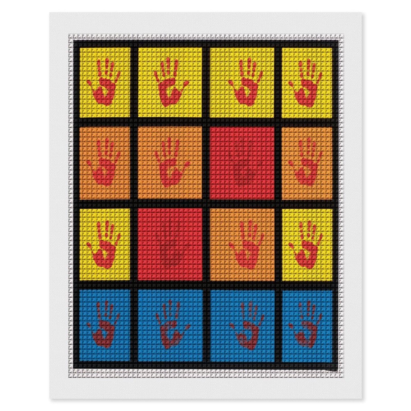 FodPand Handprints 5D Diamond Painting Kits for Adults Beginners Full Drill Square Diamond Dots Pictures Gem Art Supplies for Home Wall Room Decoration DIY Craft Set Gift 16x20