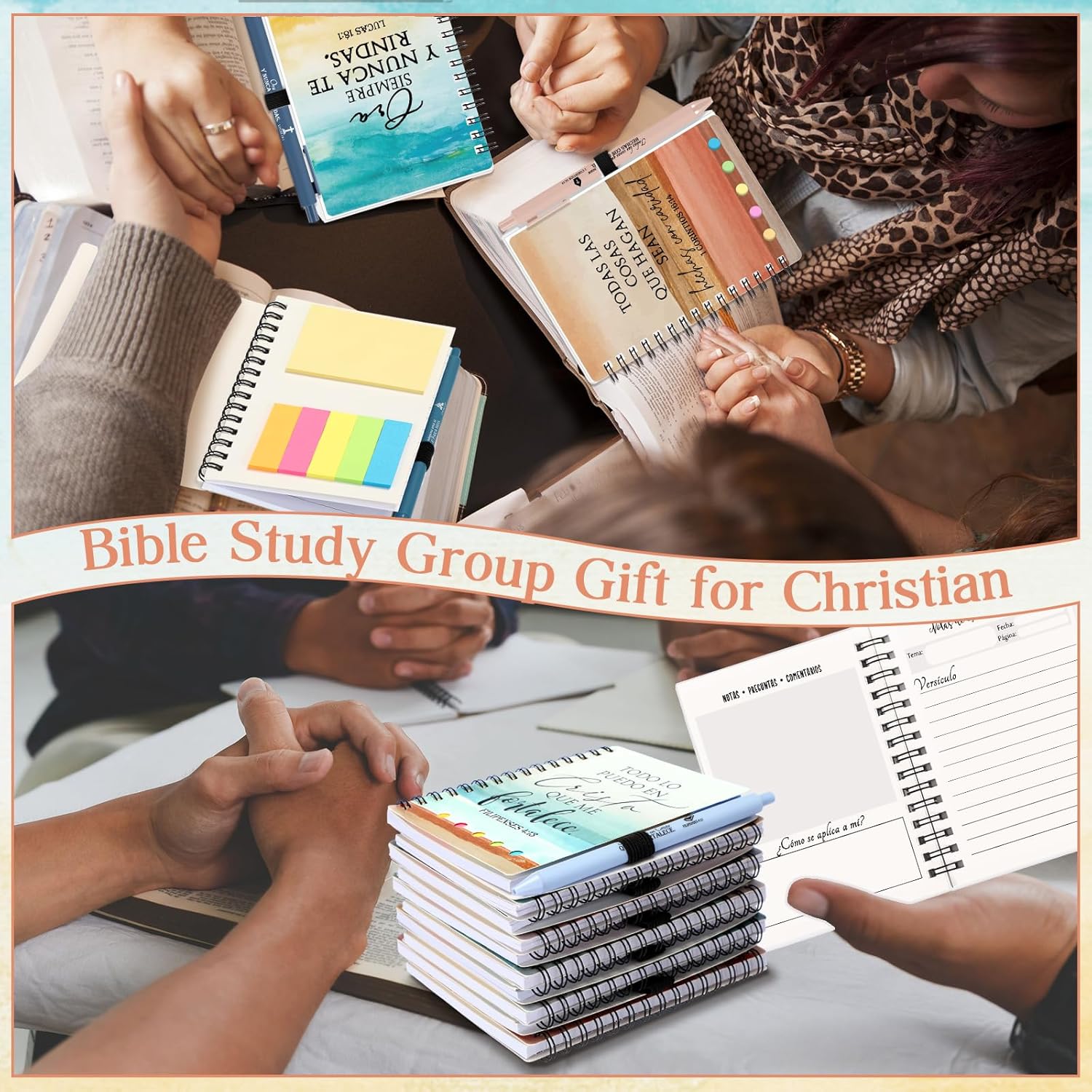 Kosiz 40 Pcs/20 Set Christian Gifts Prayer Journal for Woman Christian Notebook with Bible Ballpoint Pen Mothers Day Religious Gifts for Church Members Pastor Bible Study(Watercolor,Neutral)