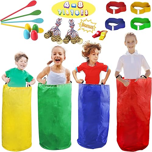 28 bolsas de carrera para saco de papas carreras de huevos y cucharas juegos de carnaval bandas de carrera de relé de 3 patas juegos al aire libre