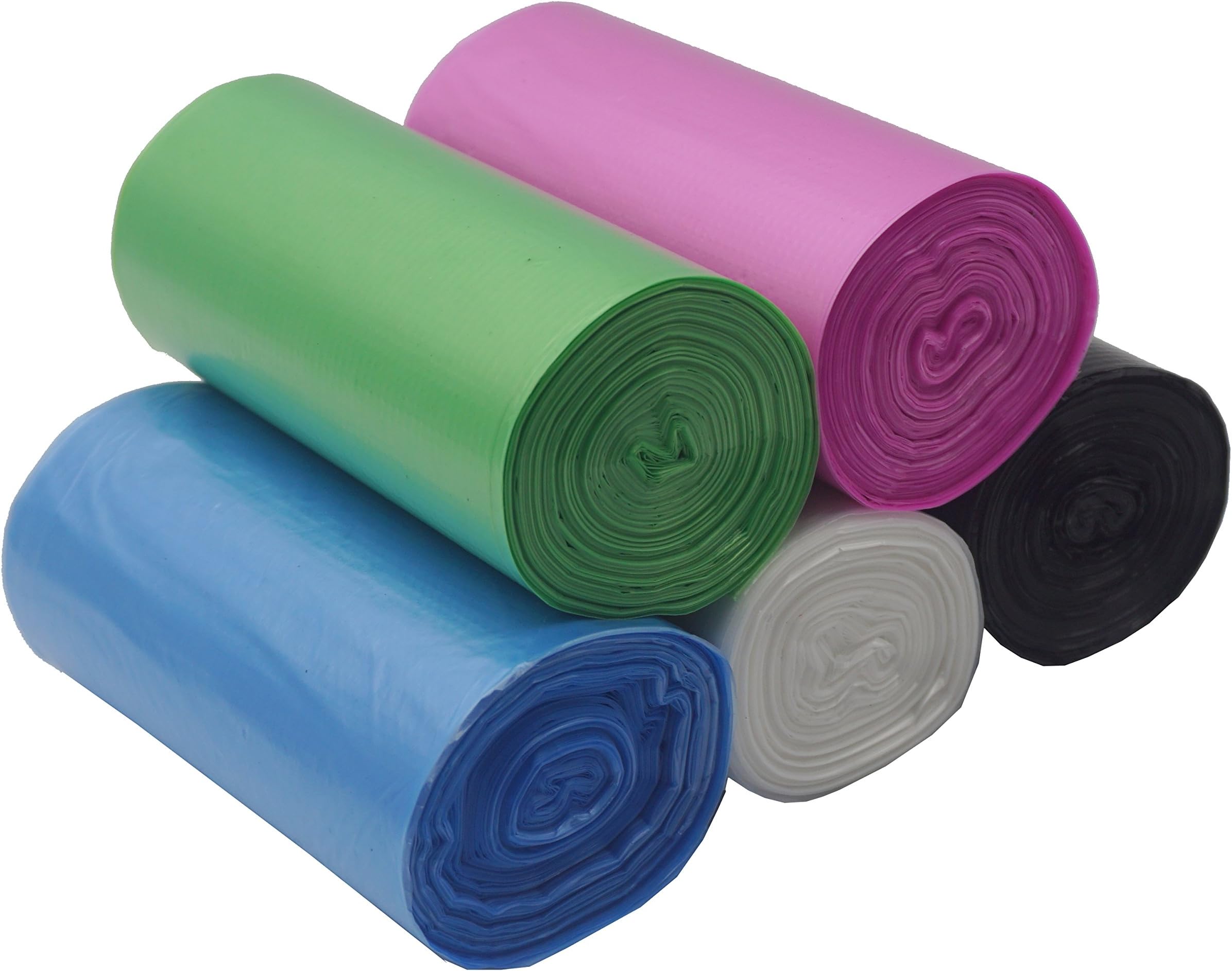 Small Trash Bag,Gereen 0.8-1.2 Gallon Extra Strong Trash bag Garbage Bag Trash Can Liner,150 Counts 5 Color for Home,Office,Car (0.8-1.2 Gallon, Black+White+Pink+Blue+Green)