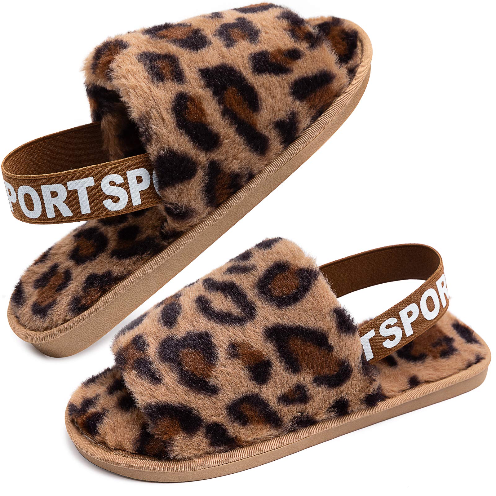 Fuzzy Slippers Cheetah Slippers Amazon Women Furry Slippers Open