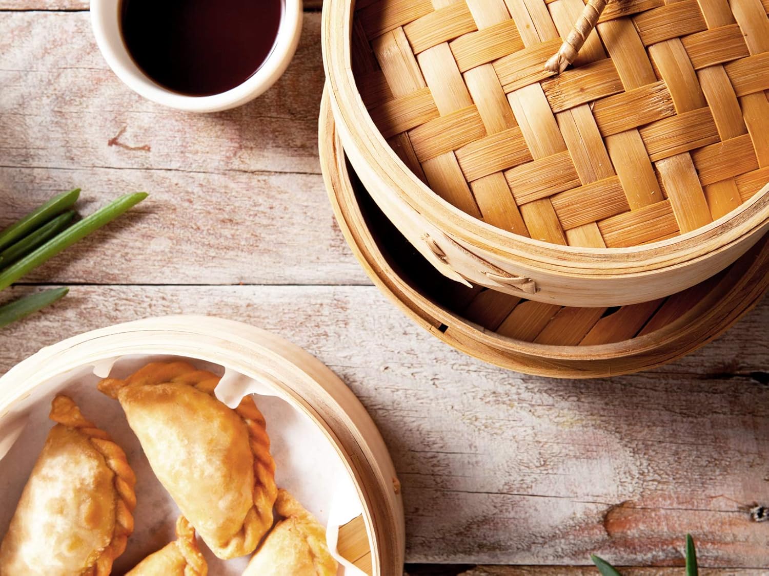 H&H Steamer Basket for Steaming 2 Levels with Lid Bamboo 14.5cm