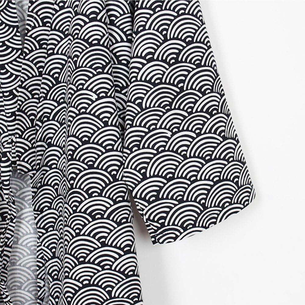 FANCY PUMPKIN Men's Yukata Robes Kimono Robe, Multicoloured, Large - Image 4