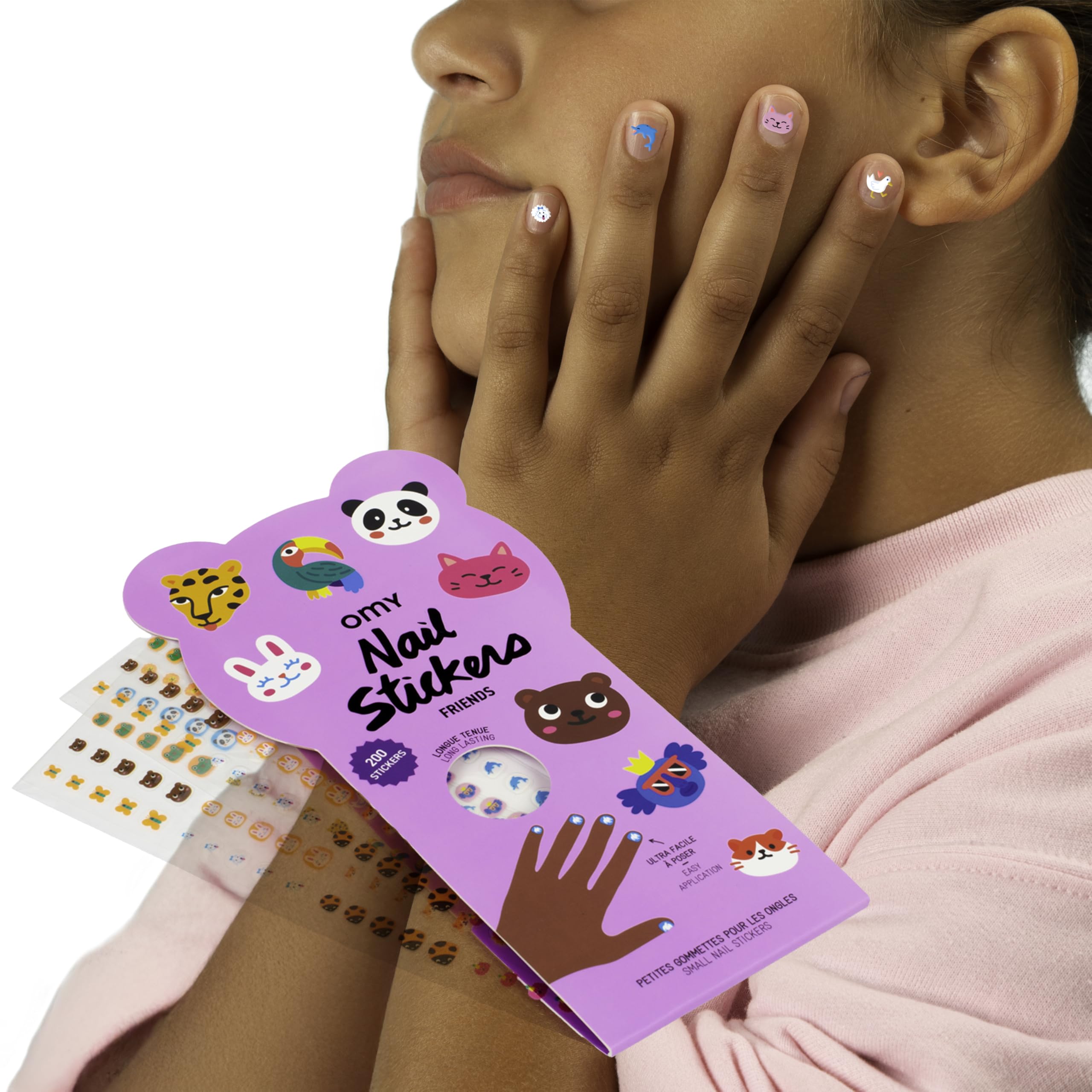 Omy Friends & Animals Nail Stickers for Kids - 200 Stickers, Waterproof, Durable, Fun, Creative Designs | Strong Enough to Last Through Hand Washing - Easy to Apply, Safe, Non-Toxic | Age 3 and Up