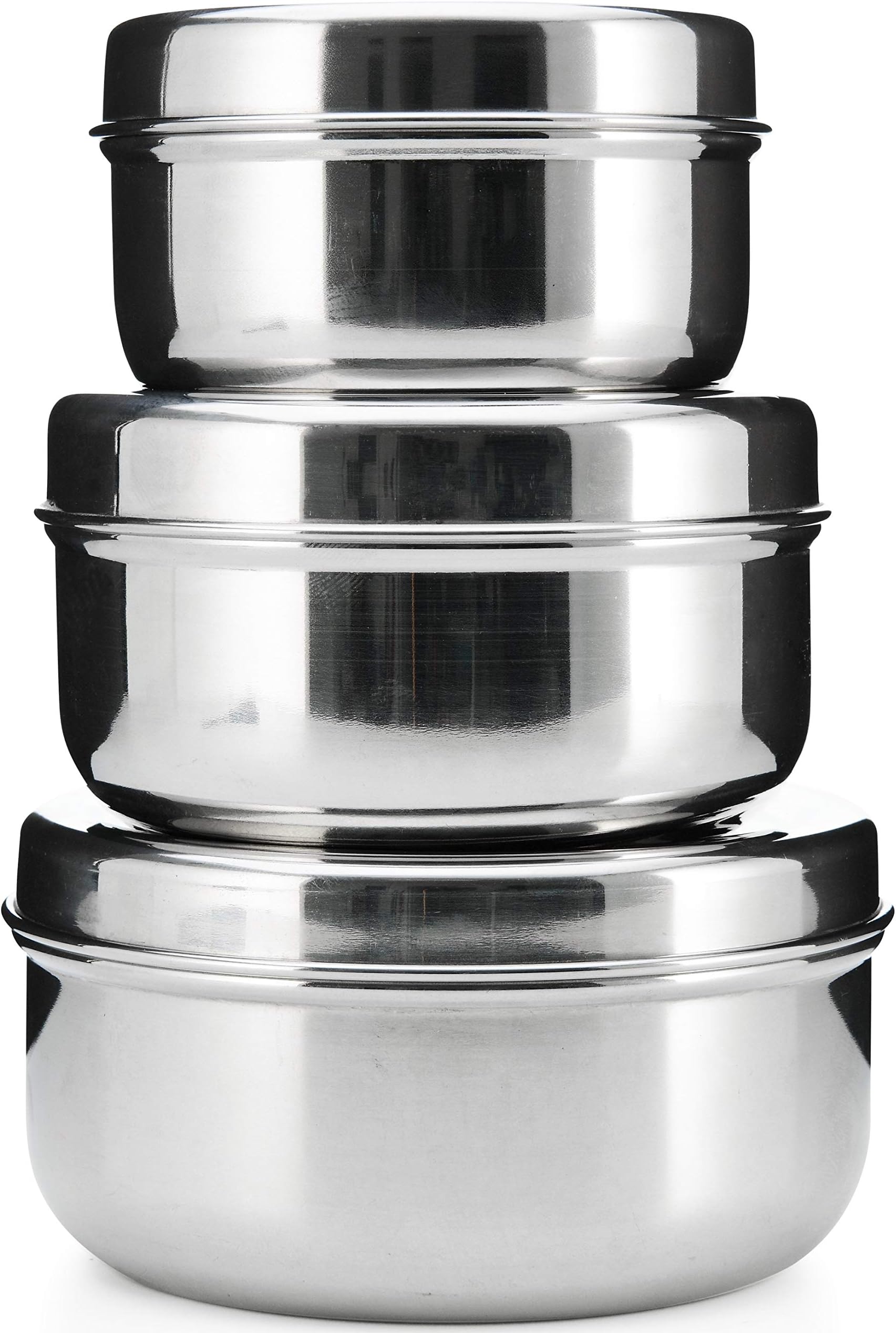 18/8 Stainless Steel pack of 3 nesting Lunch Box and food storage container set - Eco friendly, Dishwasher Safe, BPA free, Great for snacks or food storage (10 to 24 fl oz)