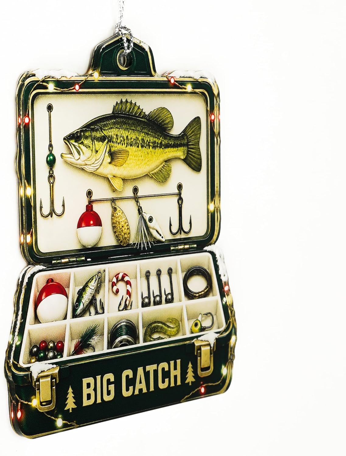 Fishing Christmas Ornament 2026, Fisherman Ornament for Christmas Tree, Fishing Gift for Men, Holiday Hanging Decoration