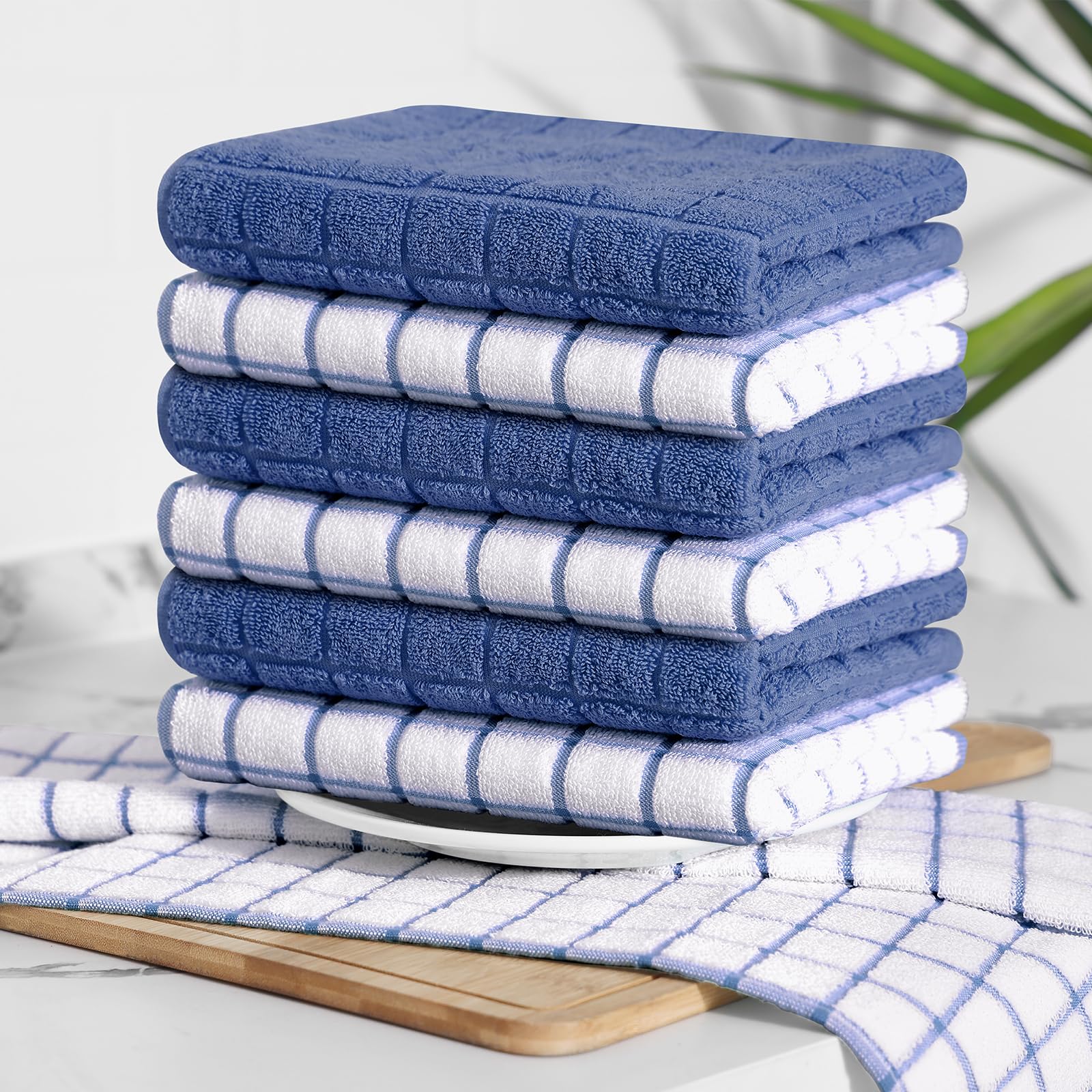 Homaxy Toallas de cocina de algodón de alta calidad de 16 x 28 pulgadas, toallas de cocina grandes de rizo natural de 390 GSM, toallas de mano de cocina de rizo súper absorbentes, paños de cocina